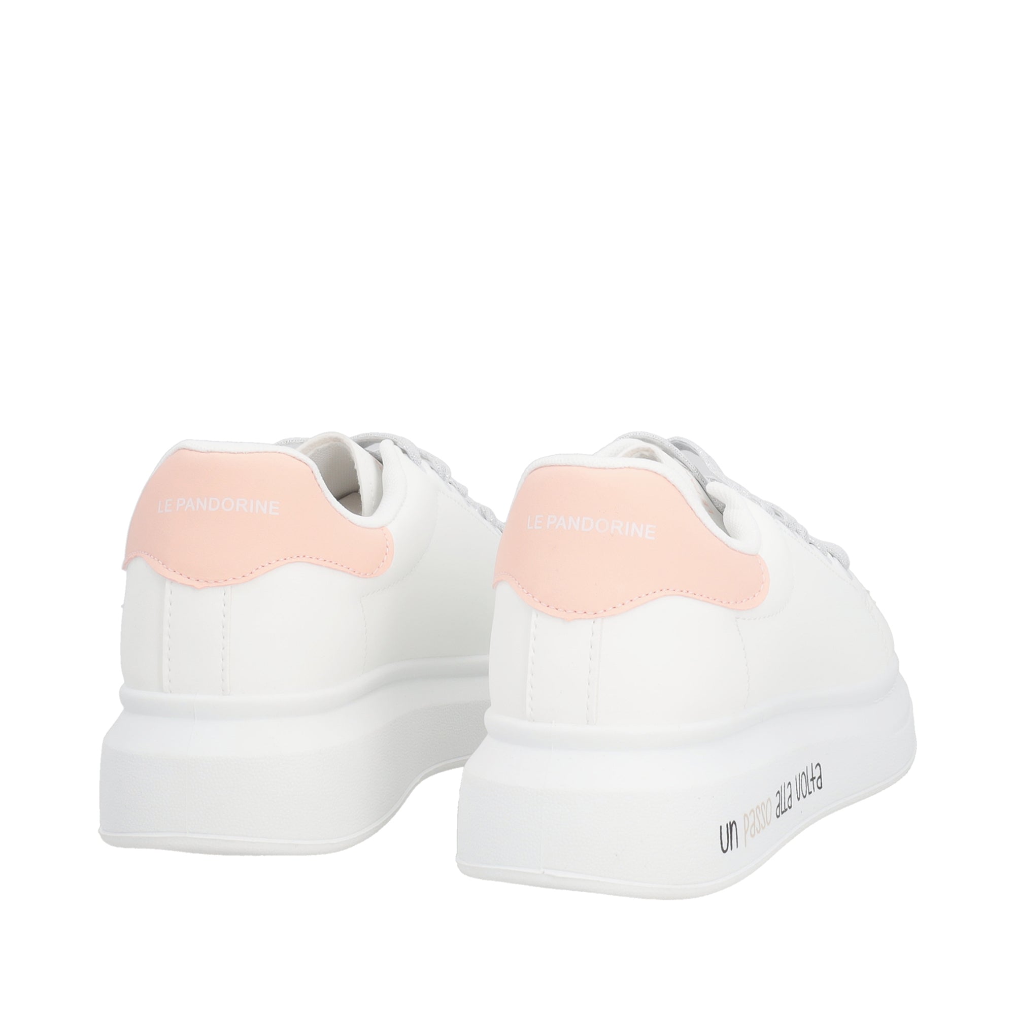 PS25XS001.00S.38 - wihte/pink Sneakers With Claim And Strings Lurex - PINK | Le Pandorine