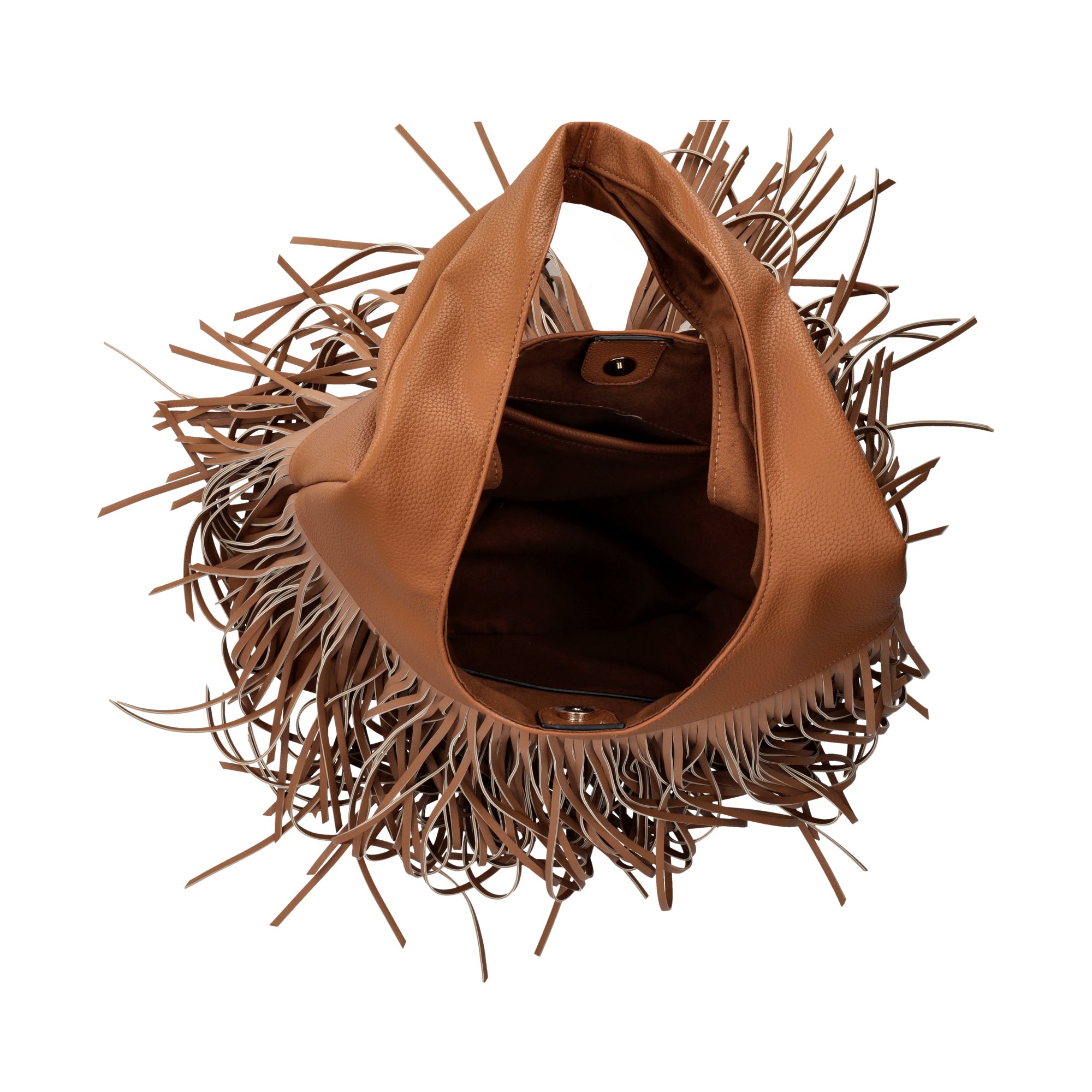 Borsa Fringe a spalla con frange colore naturale - NATURALE | Le Pandorine