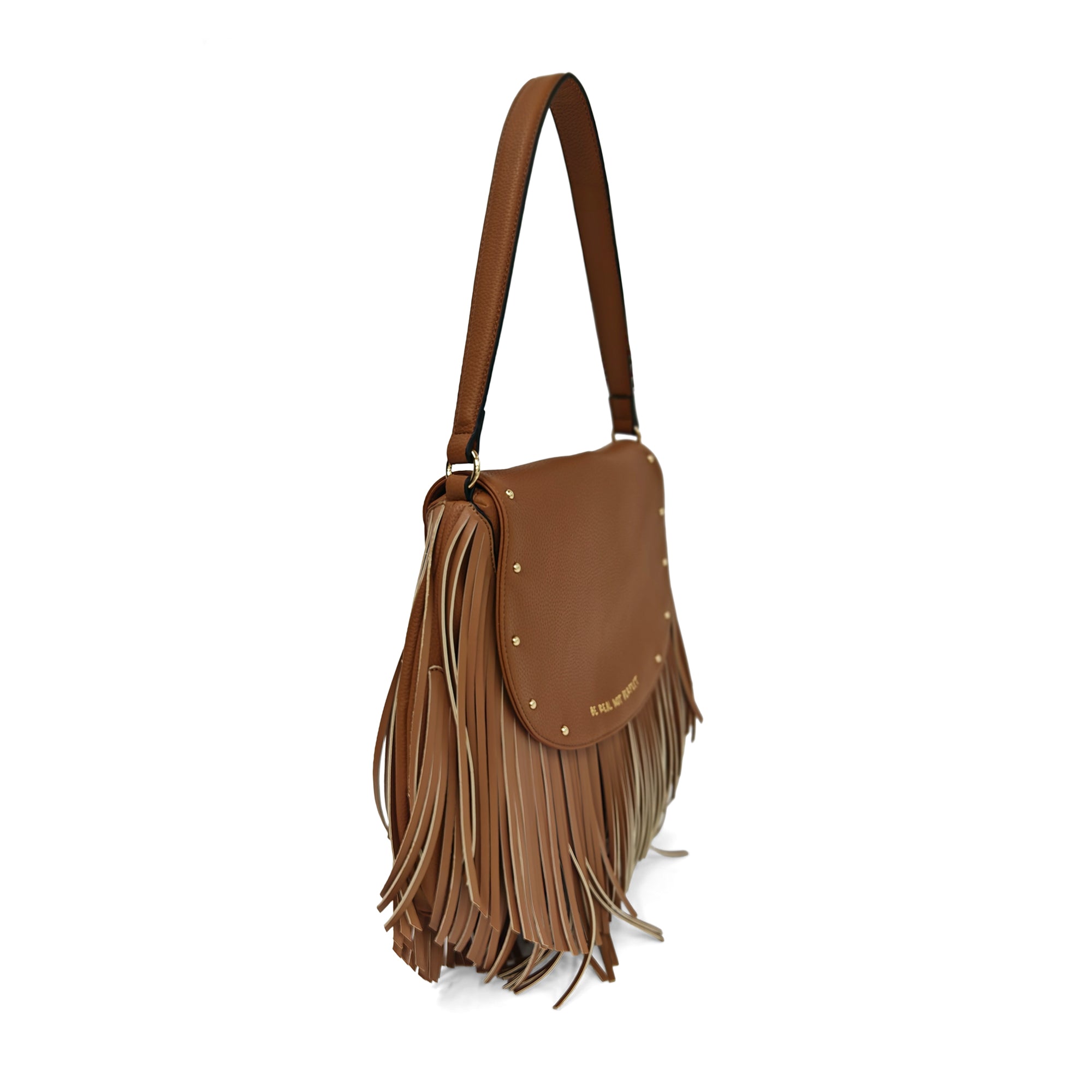 Borsa Fringe a Spalla con patta e frange colore naturale - NATURALE | Le Pandorine