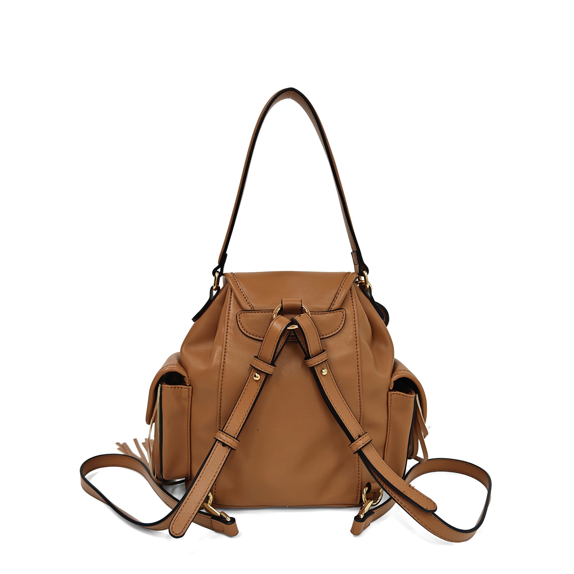 Zaino Fringe con tasche e frange laterali colore naturale | Le Pandorine