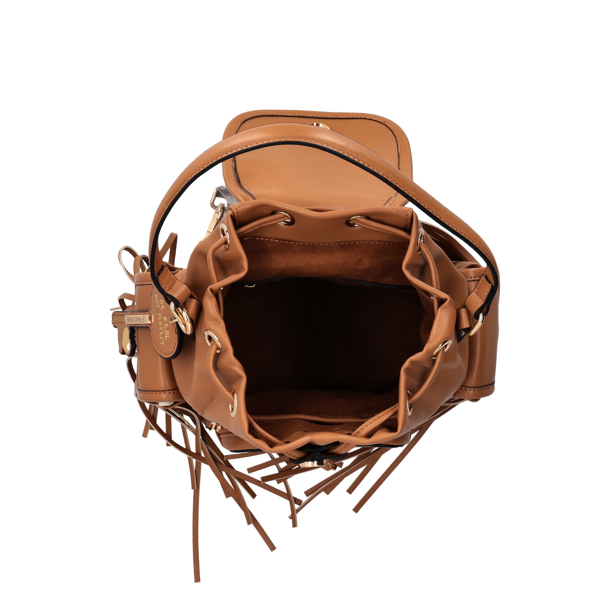 Zaino Fringe con tasche e frange laterali colore naturale | Le Pandorine