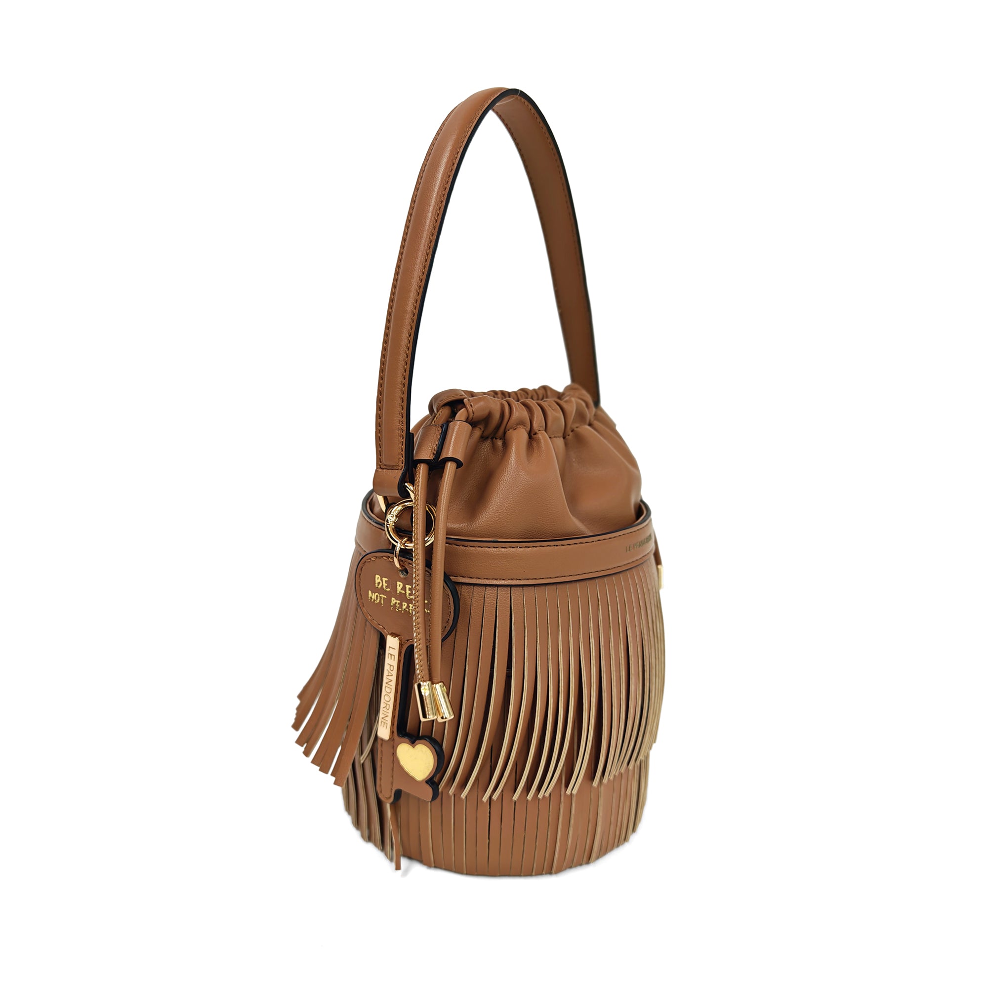 Borsa Fringe a secchiello con frange colore naturale - NATURALE | Le Pandorine