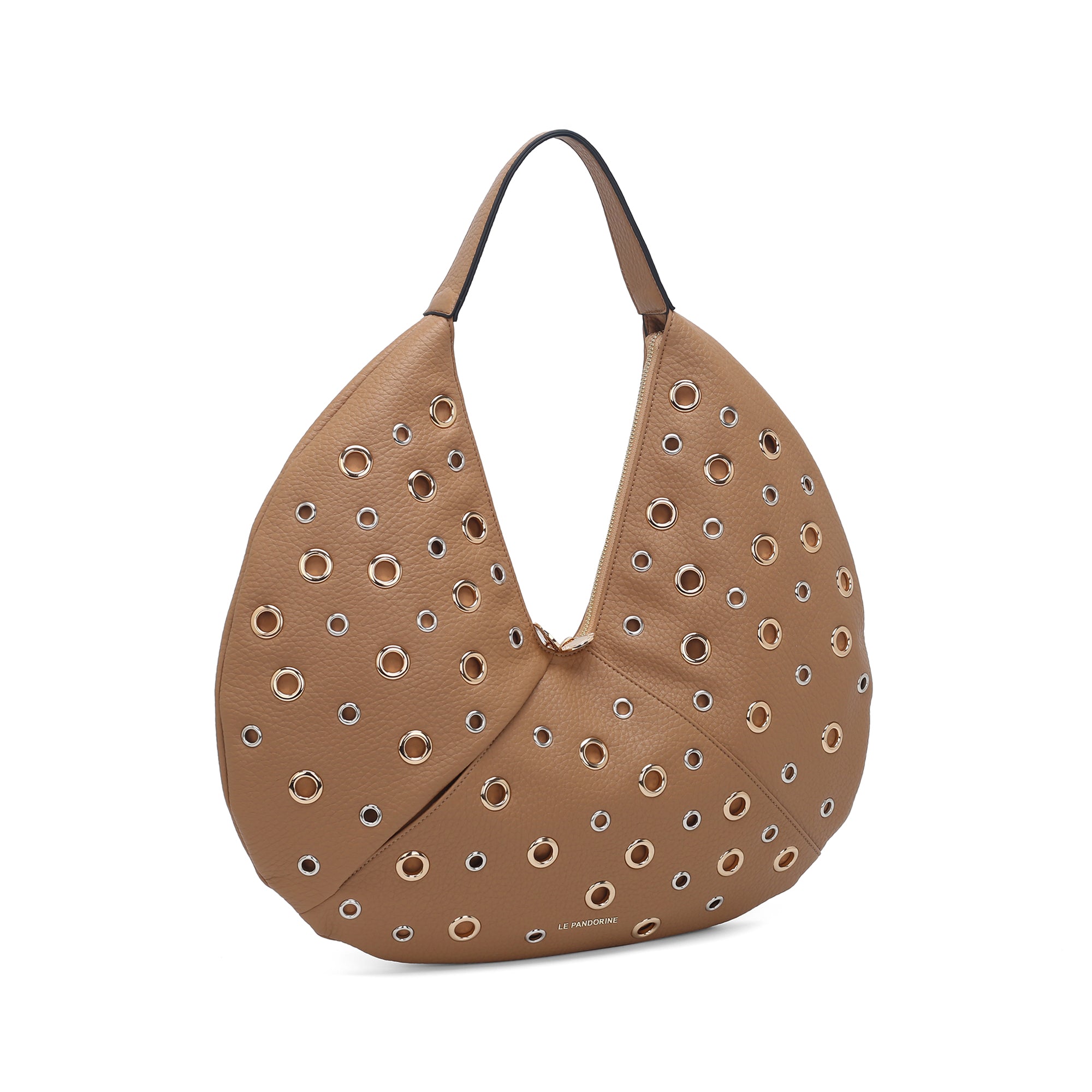 Grace shoulder bag with studs natural color - Shoulder Bags | Le Pandorine