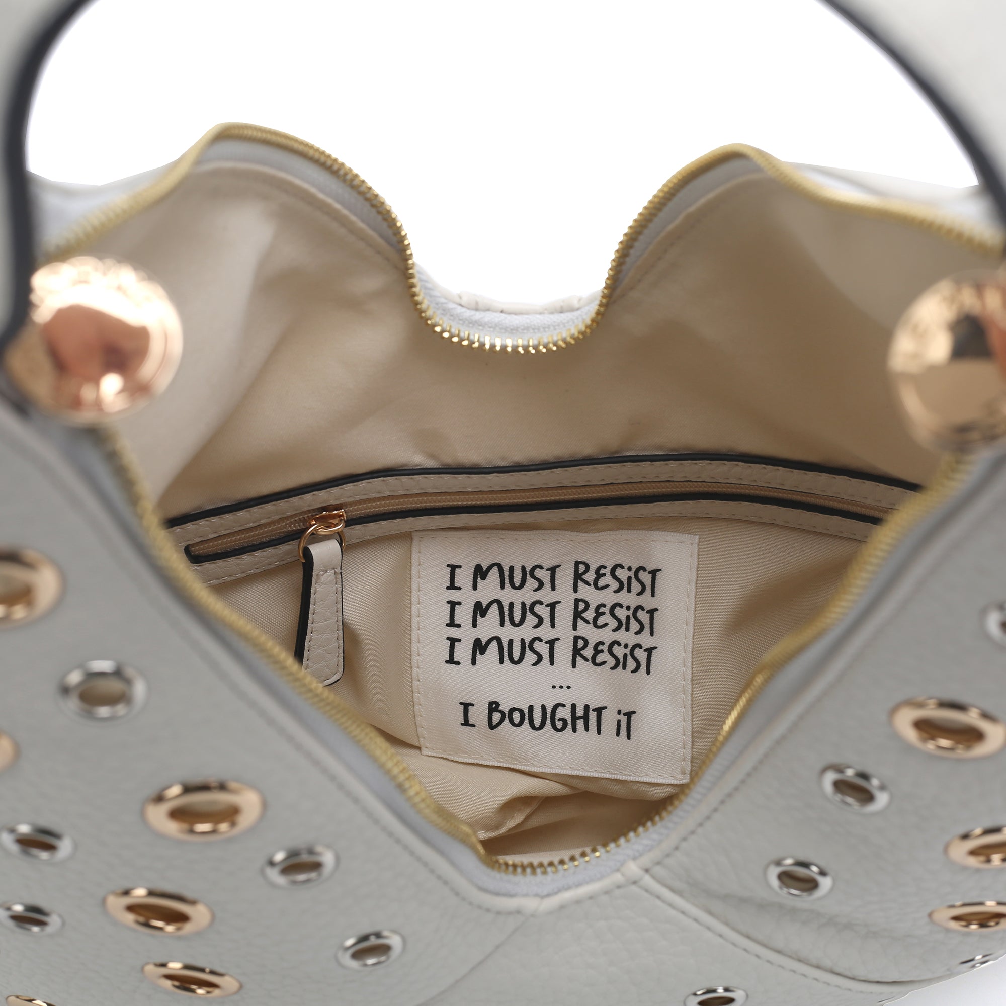 Grace shoulder bag with cream-colored studs - Shoulder Bags | Le Pandorine