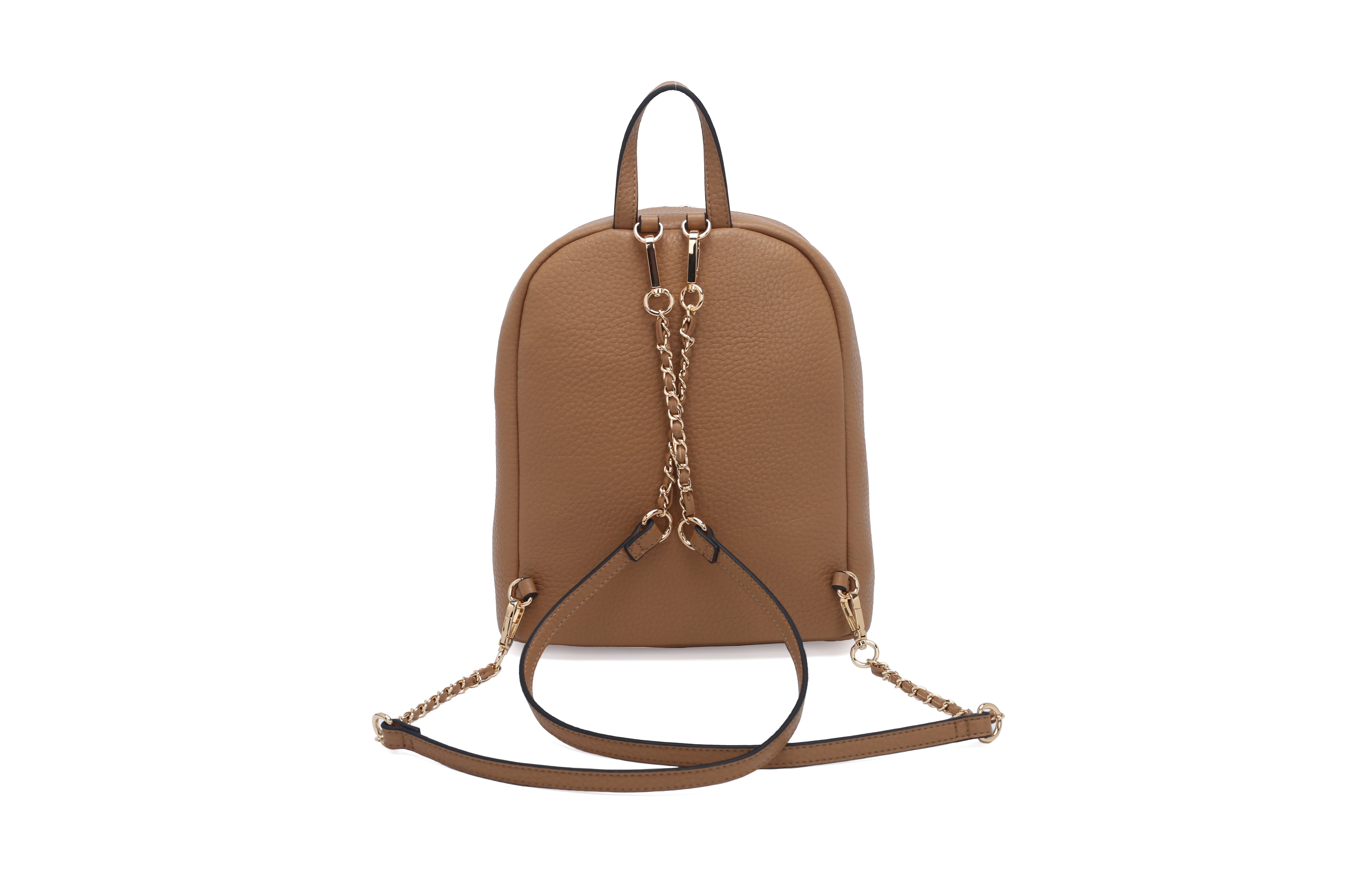 Zaino Grace con borchie sulla tasca frontale colore naturale - NATURALE | Le Pandorine