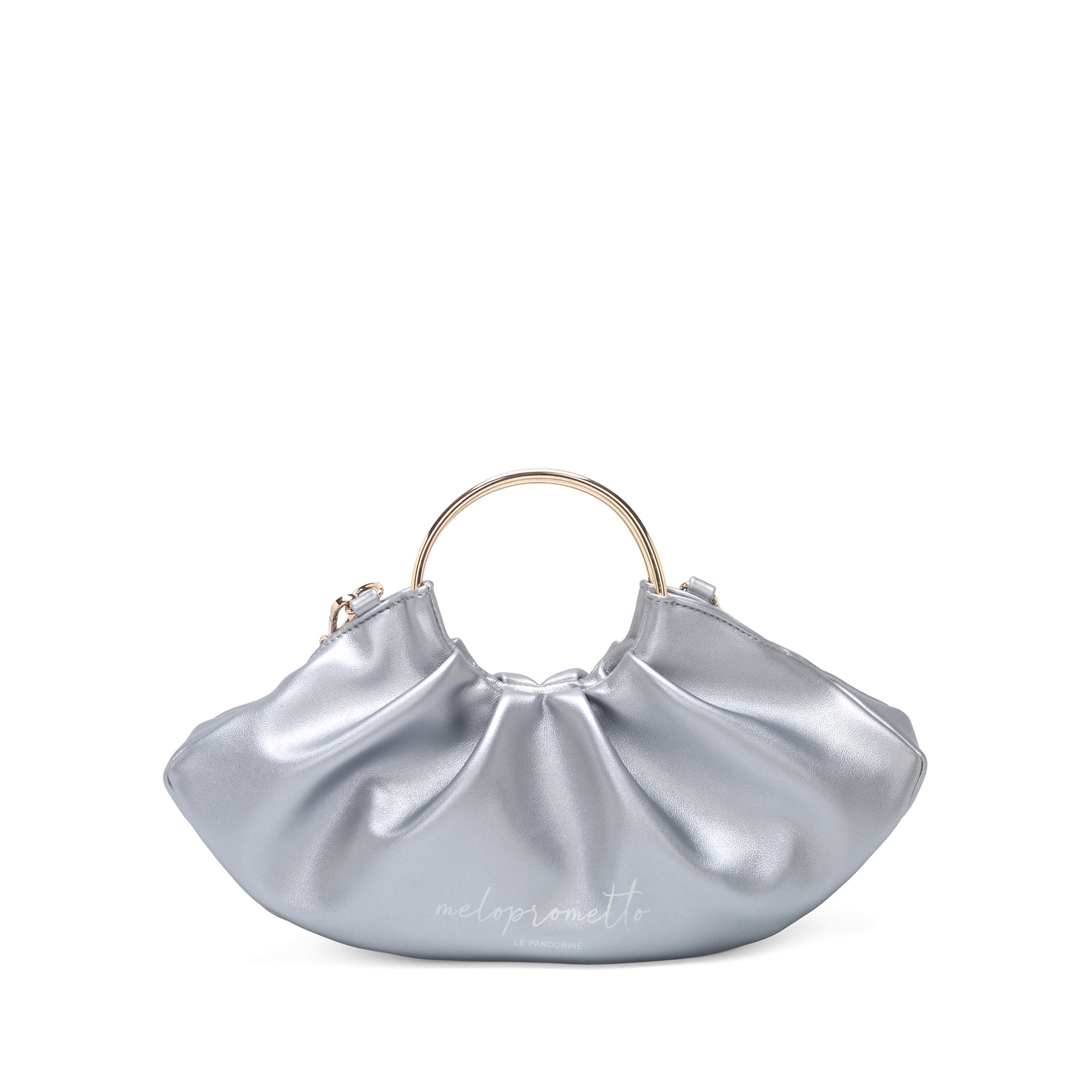 Borsa Serena a mano con manico a cerchio colore argento - Pochette | Le Pandorine