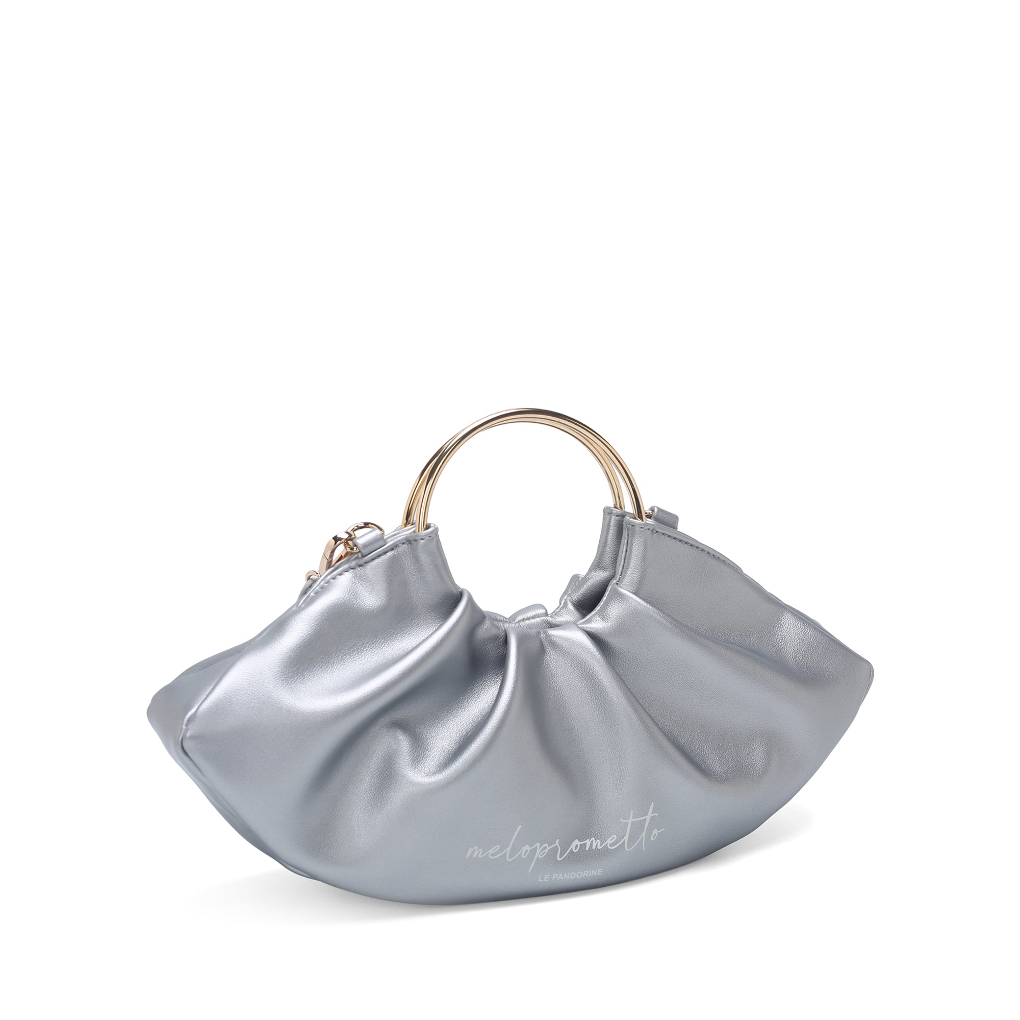 Borsa Serena a mano con manico a cerchio colore argento - Pochette | Le Pandorine