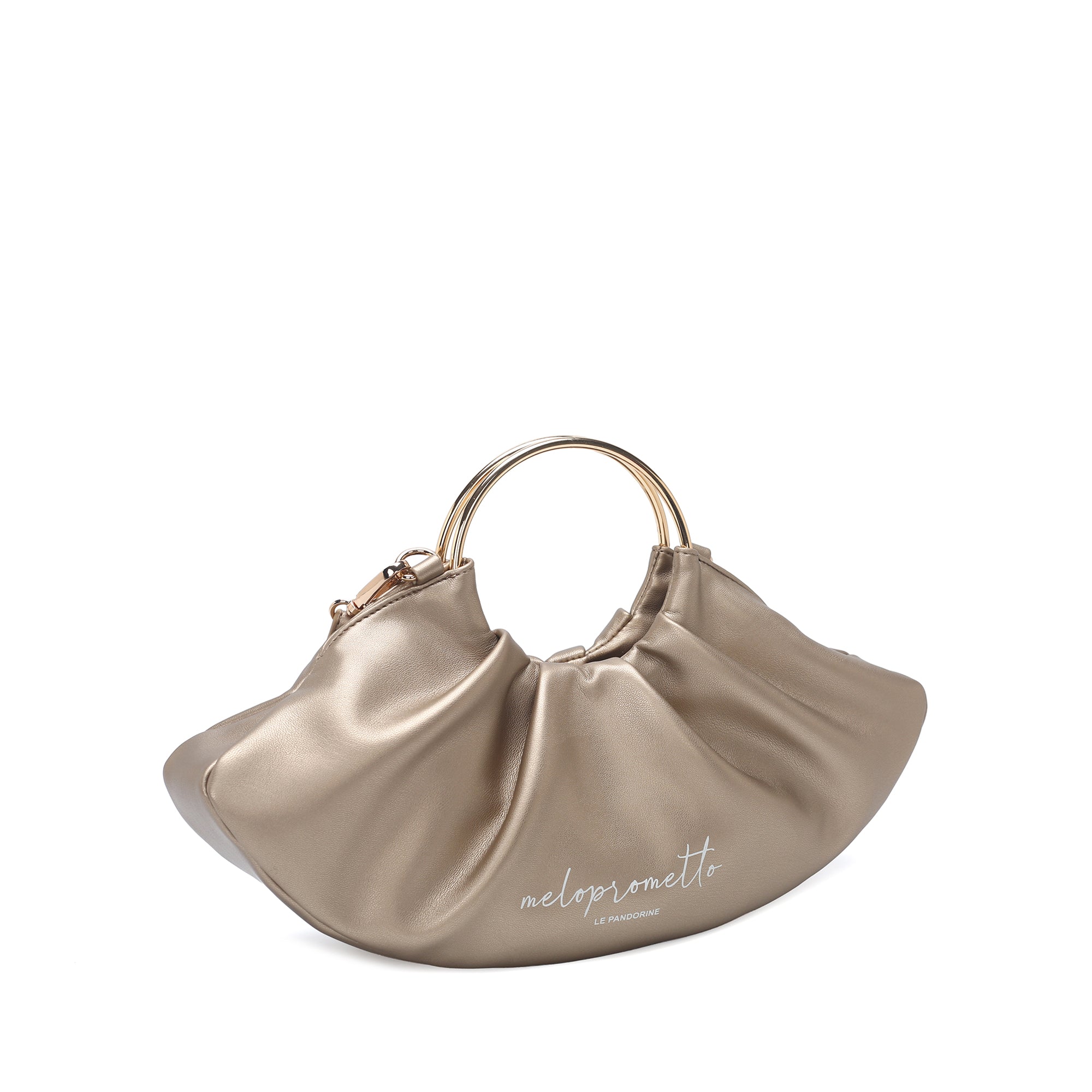 Borsa Serena a mano con manico a cerchio colore oro - Pochette | Le Pandorine