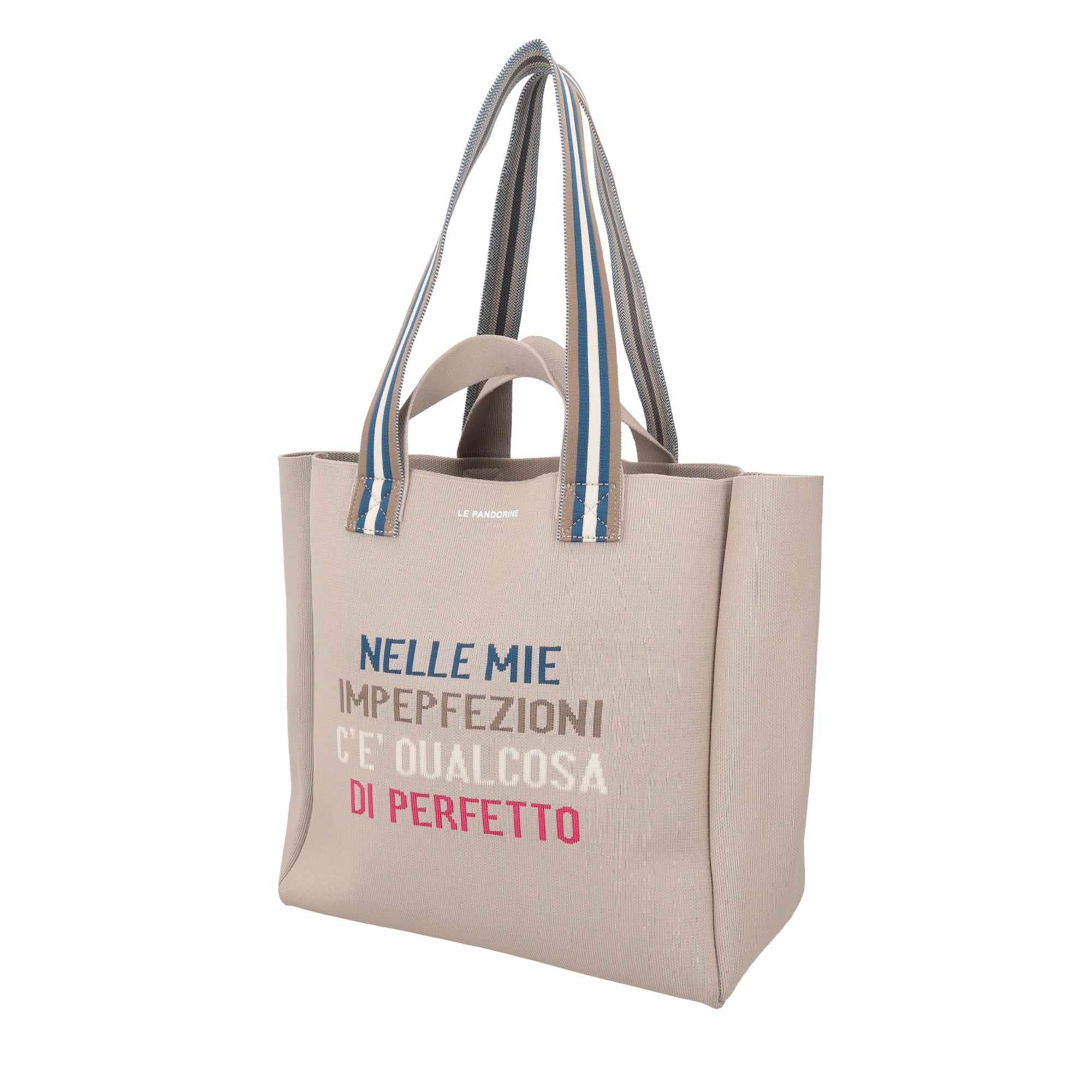 Large Jackie canvas shopping bag with double handle sand color - Shopping Bags | Le Pandorine