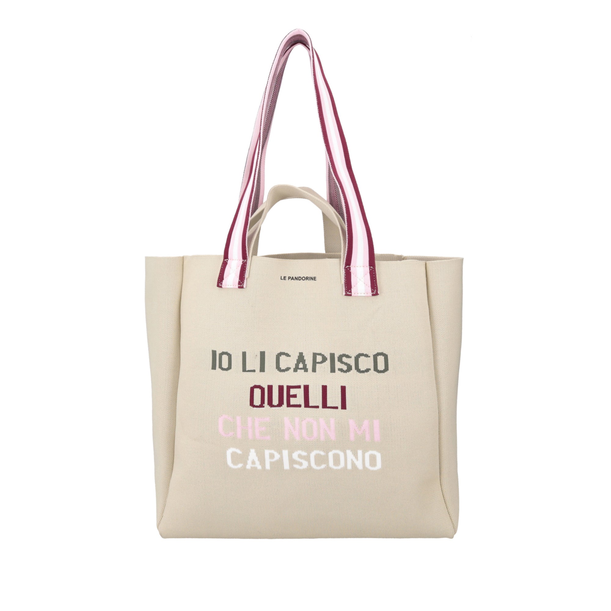 Large Jackie canvas shopping bag with double handle cream color - Shopping Bags | Le Pandorine