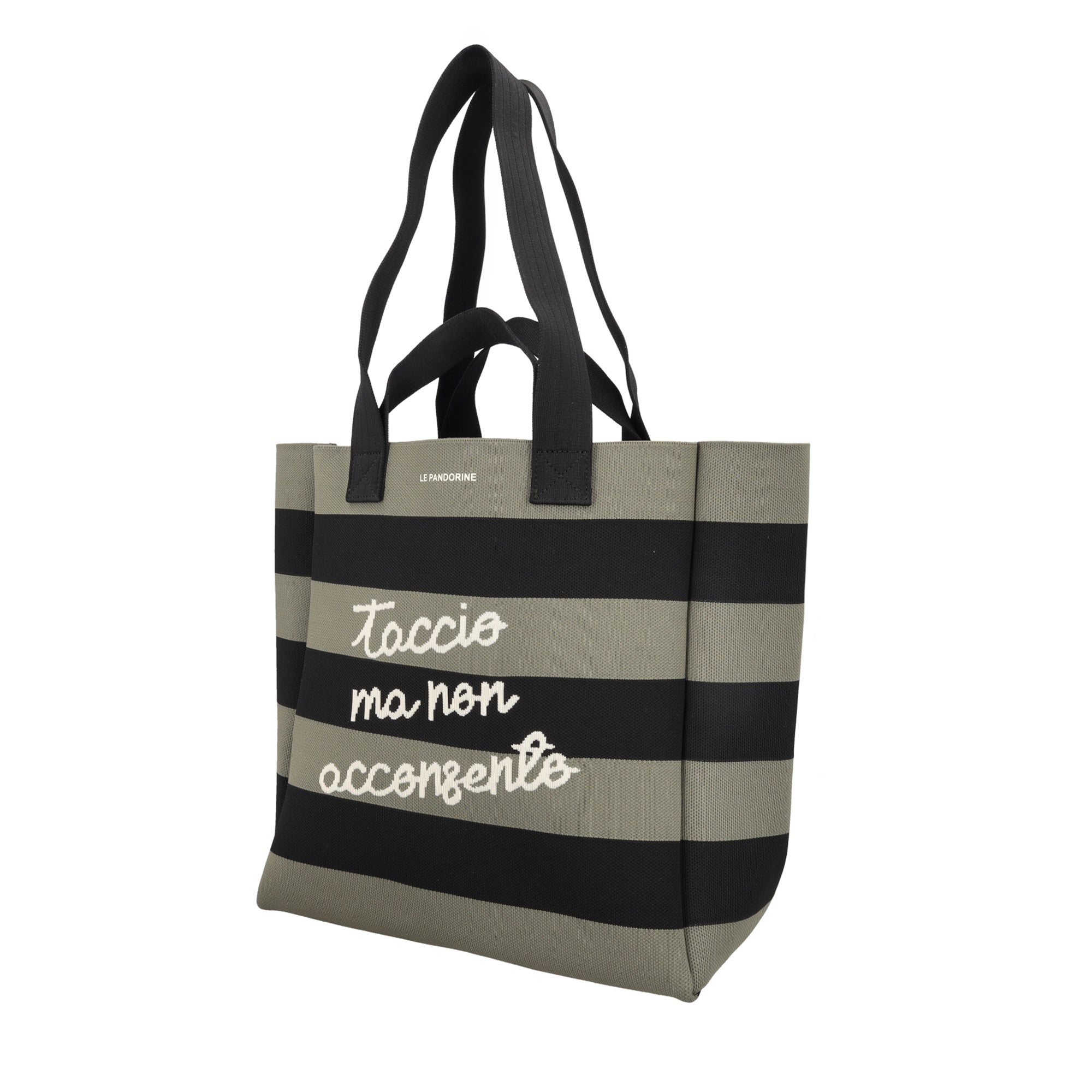 Large Jackie canvas shopping bag with double handle green color - Shopping Bags | Le Pandorine