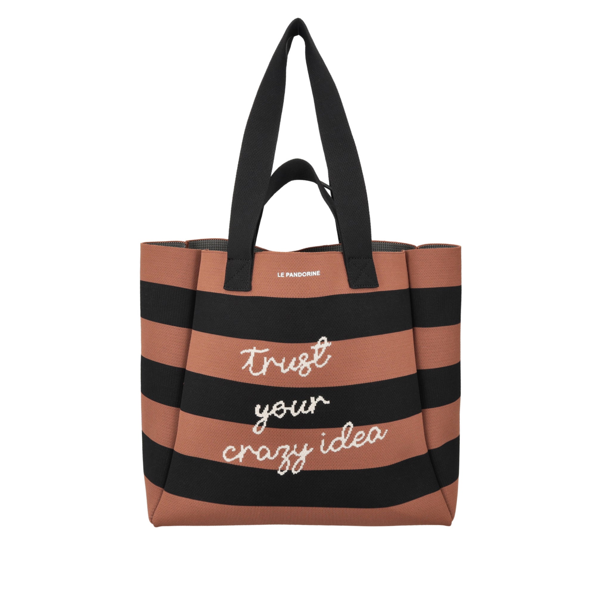 Large Jackie canvas shopping bag with double handle brown color - Shopping Bags | Le Pandorine