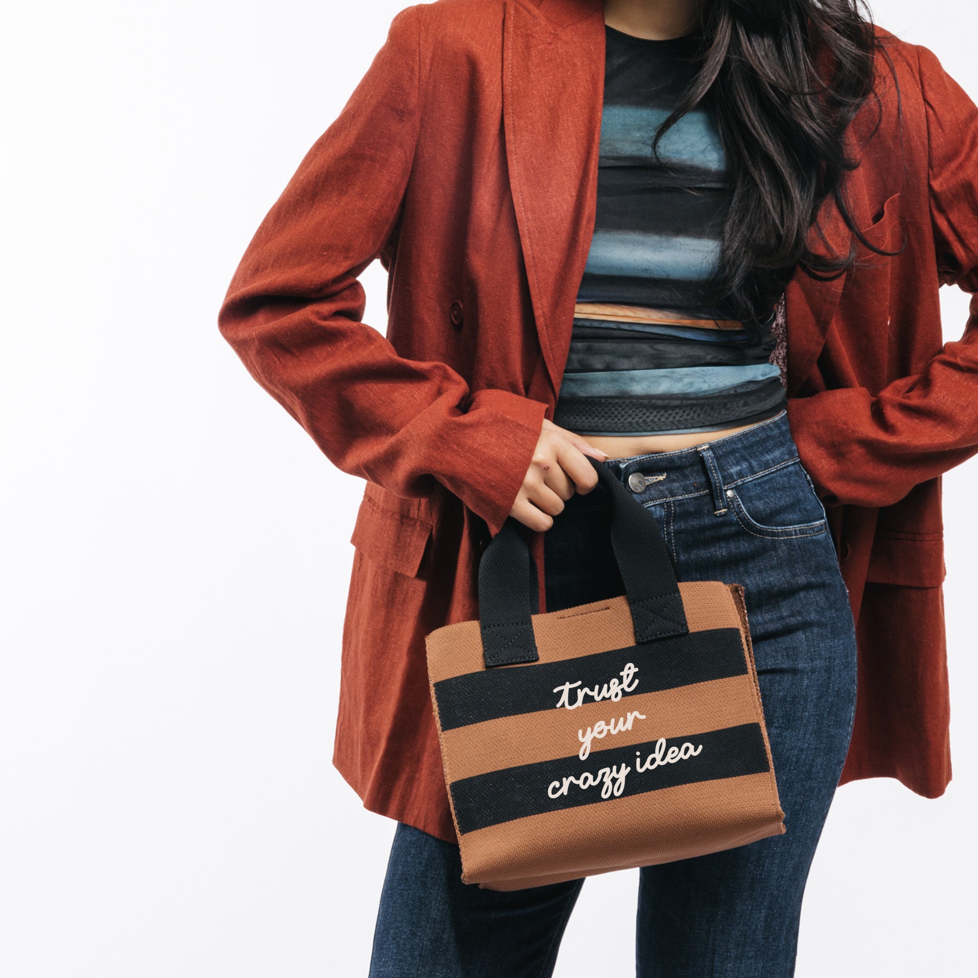 Jackie mini bag in brown canvas - Women's Crossbody Bag | Le Pandorine