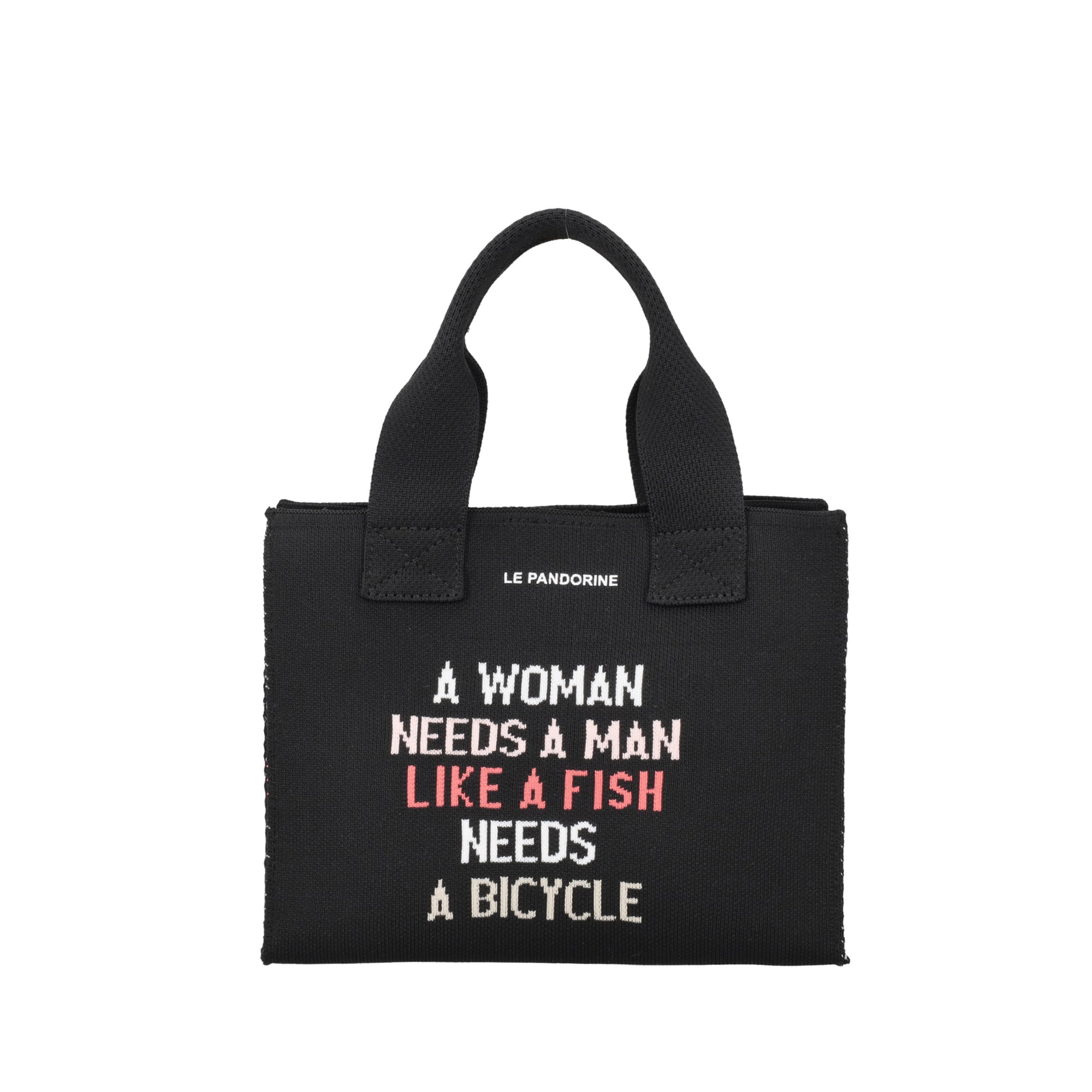 Jackie mini bag in white/black canvas - Women's Crossbody Bag | Le Pandorine