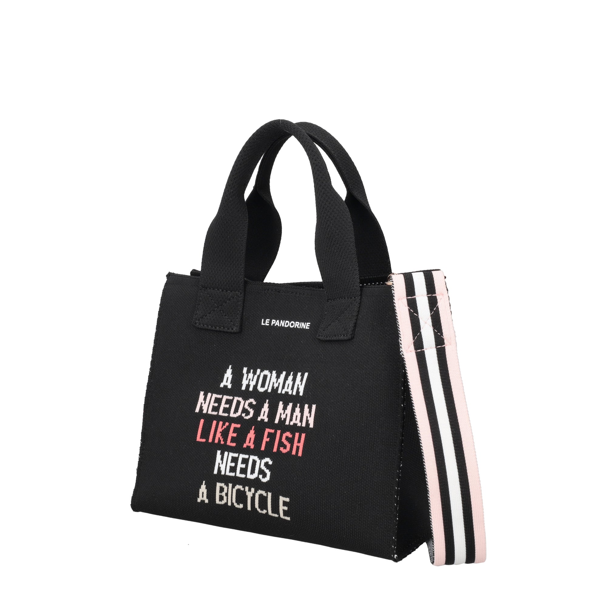 Jackie mini bag in white/black canvas - Women's Crossbody Bag | Le Pandorine