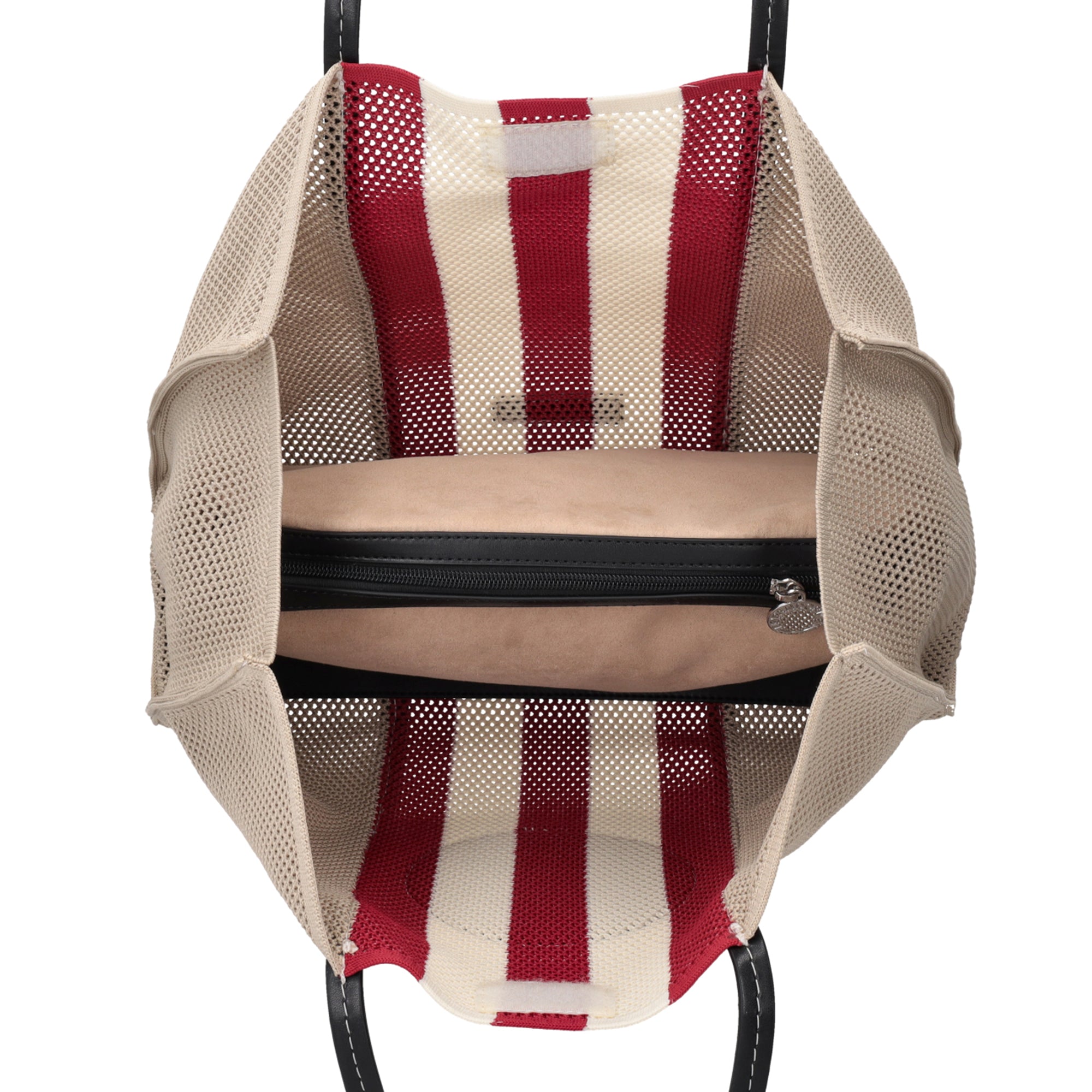 Milena mesh tote bag with contrasting beige stripes - Shopping Bags | Le Pandorine
