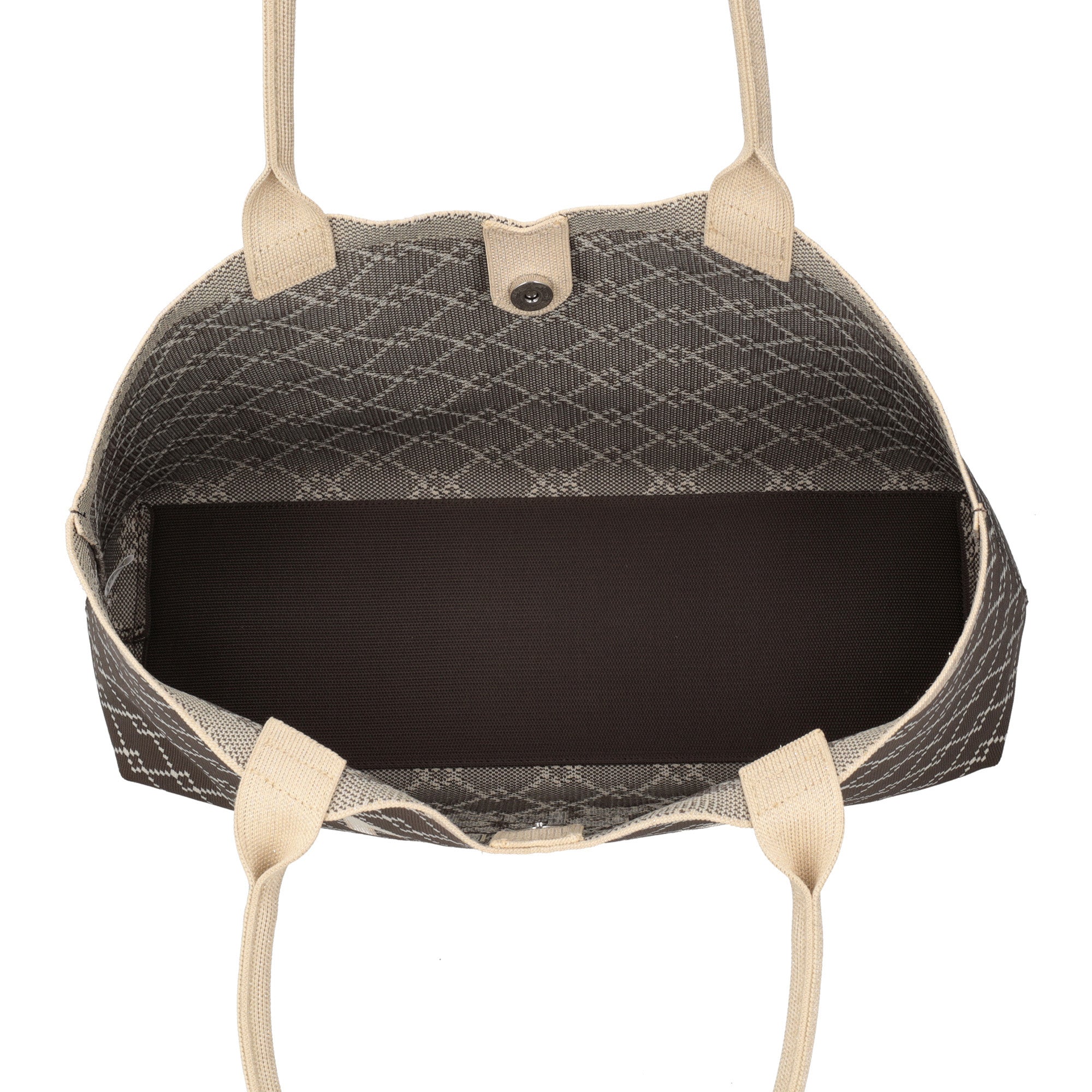 Nina shopping bag in geometric fabric coffee color - Shopping Bags | Le Pandorine