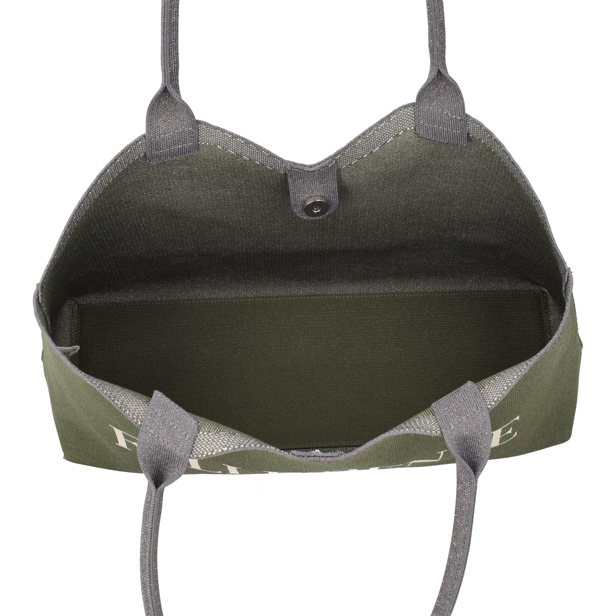 Nina shopping bag in geometric olive green fabric - Shopping Bags | Le Pandorine