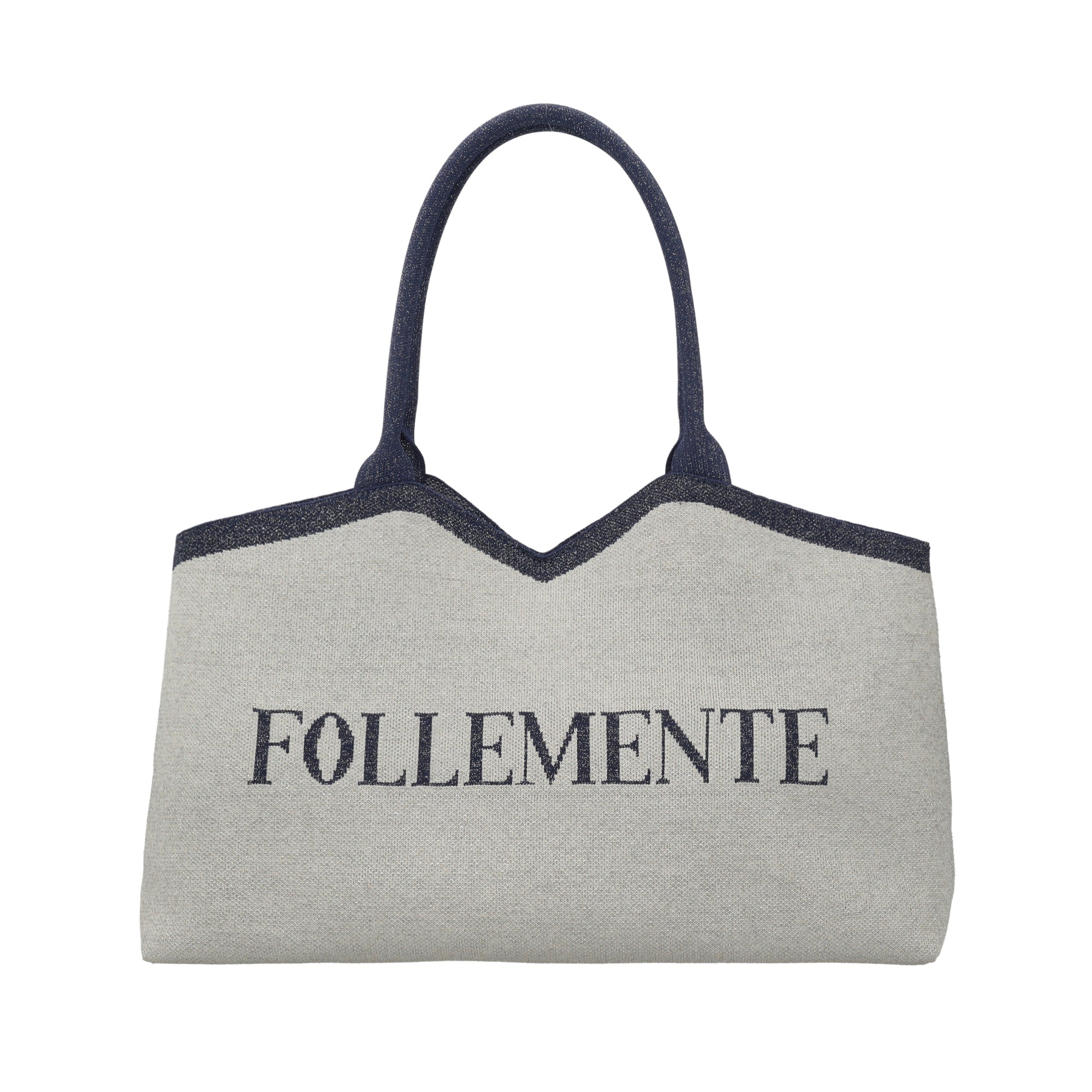 Nina shopping bag in silver geometric fabric - Shopping Bags | Le Pandorine