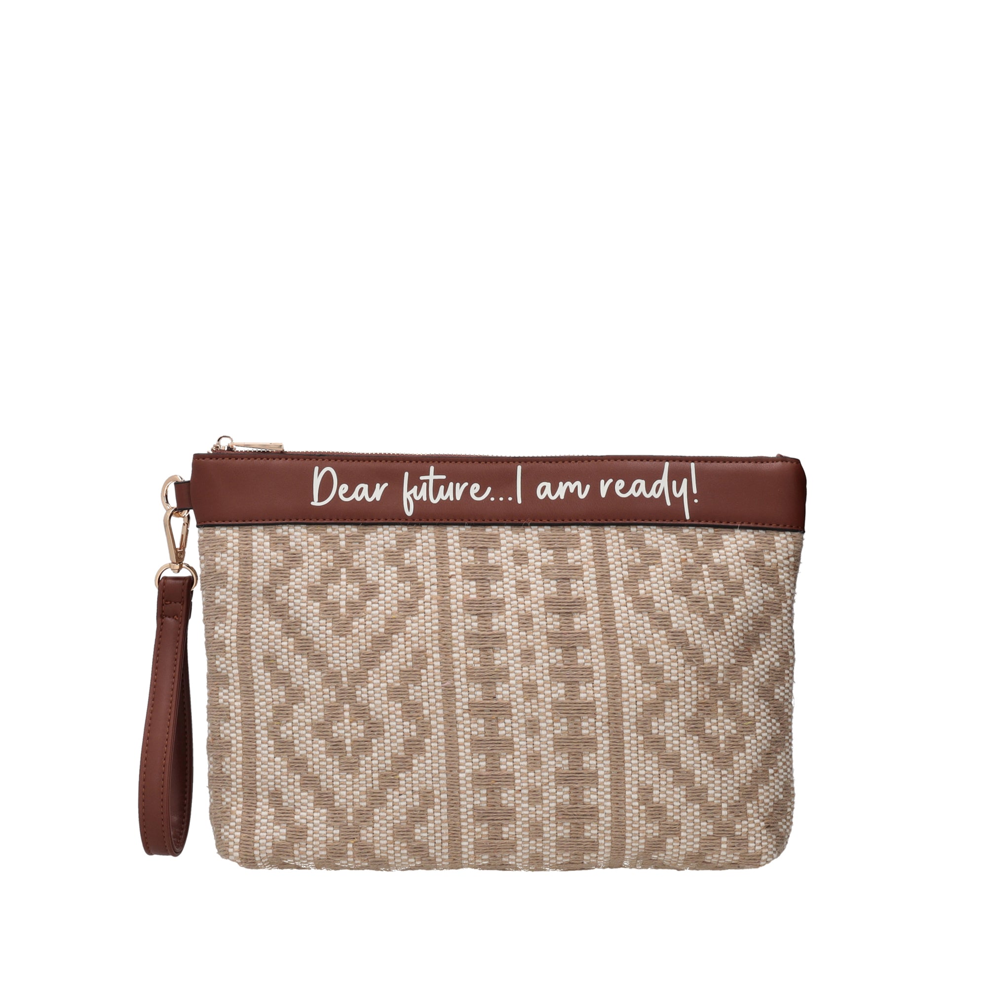 Giulia woven clutch bag with natural color wristband - NATURAL | Le Pandorine