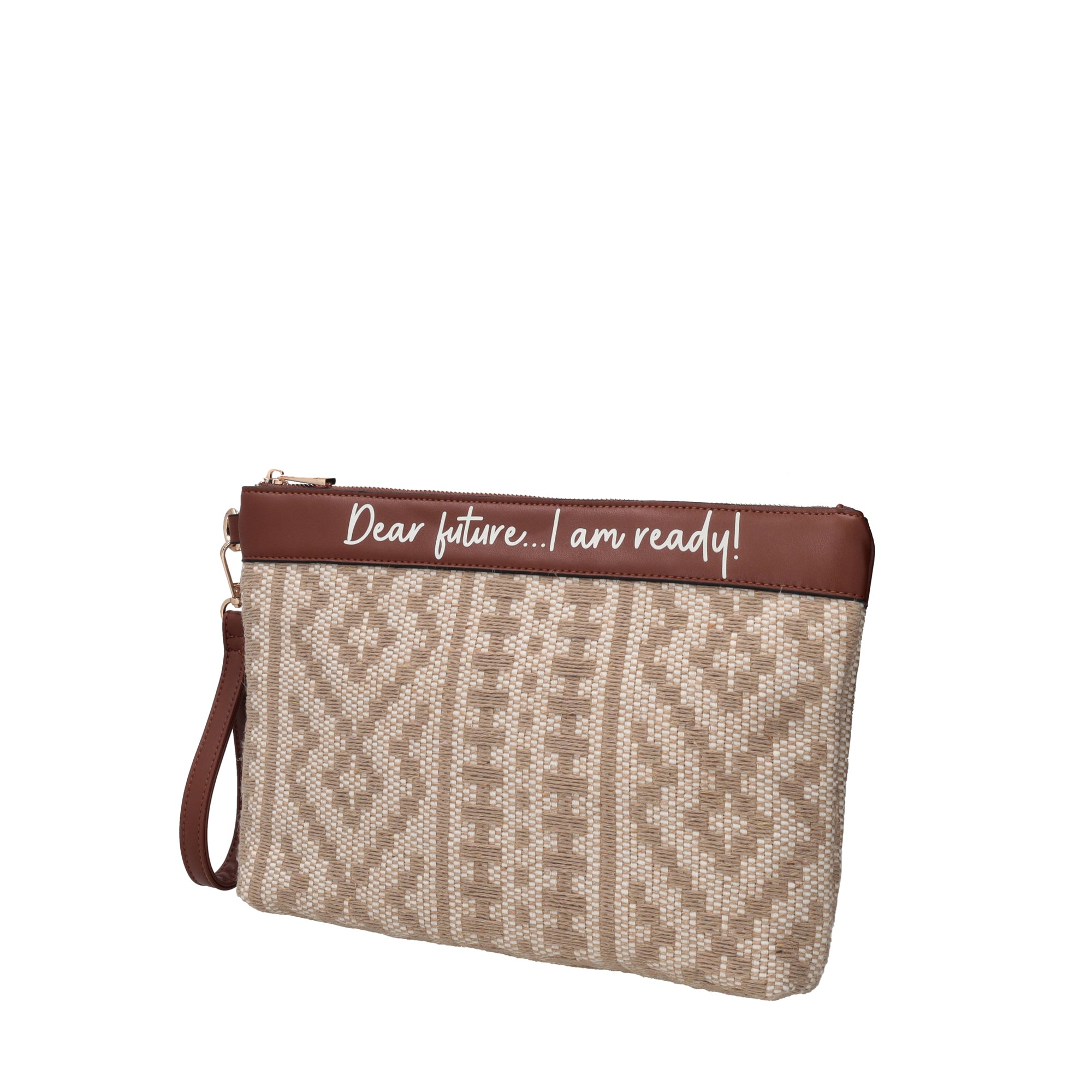 Giulia woven clutch bag with natural color wristband - NATURAL | Le Pandorine