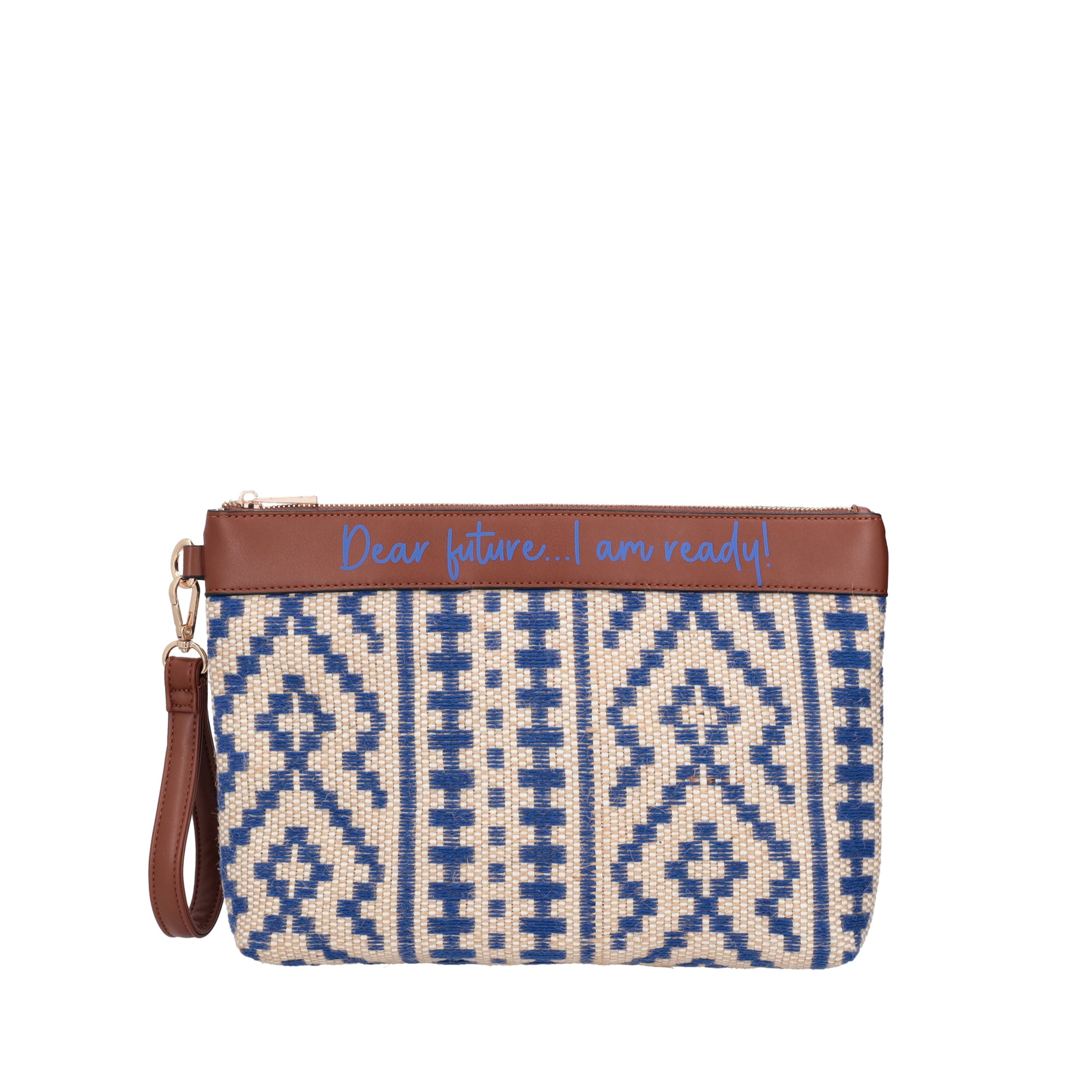 Giulia braided clutch bag with royal blue wristband - BLUE | Le Pandorine