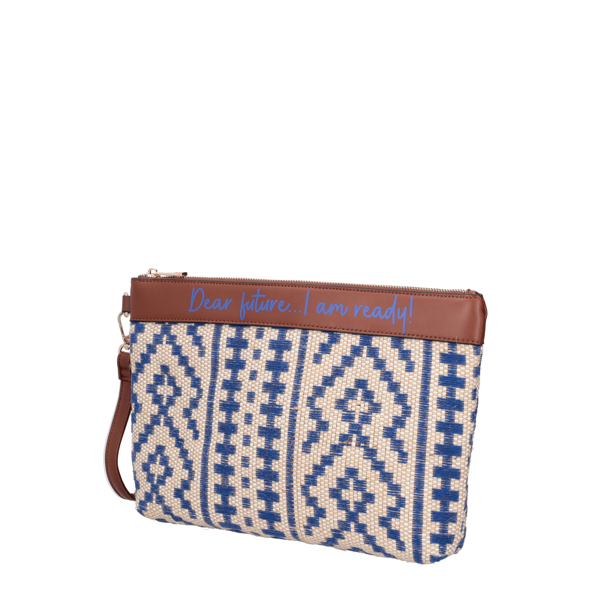Giulia braided clutch bag with royal blue wristband - BLUE | Le Pandorine