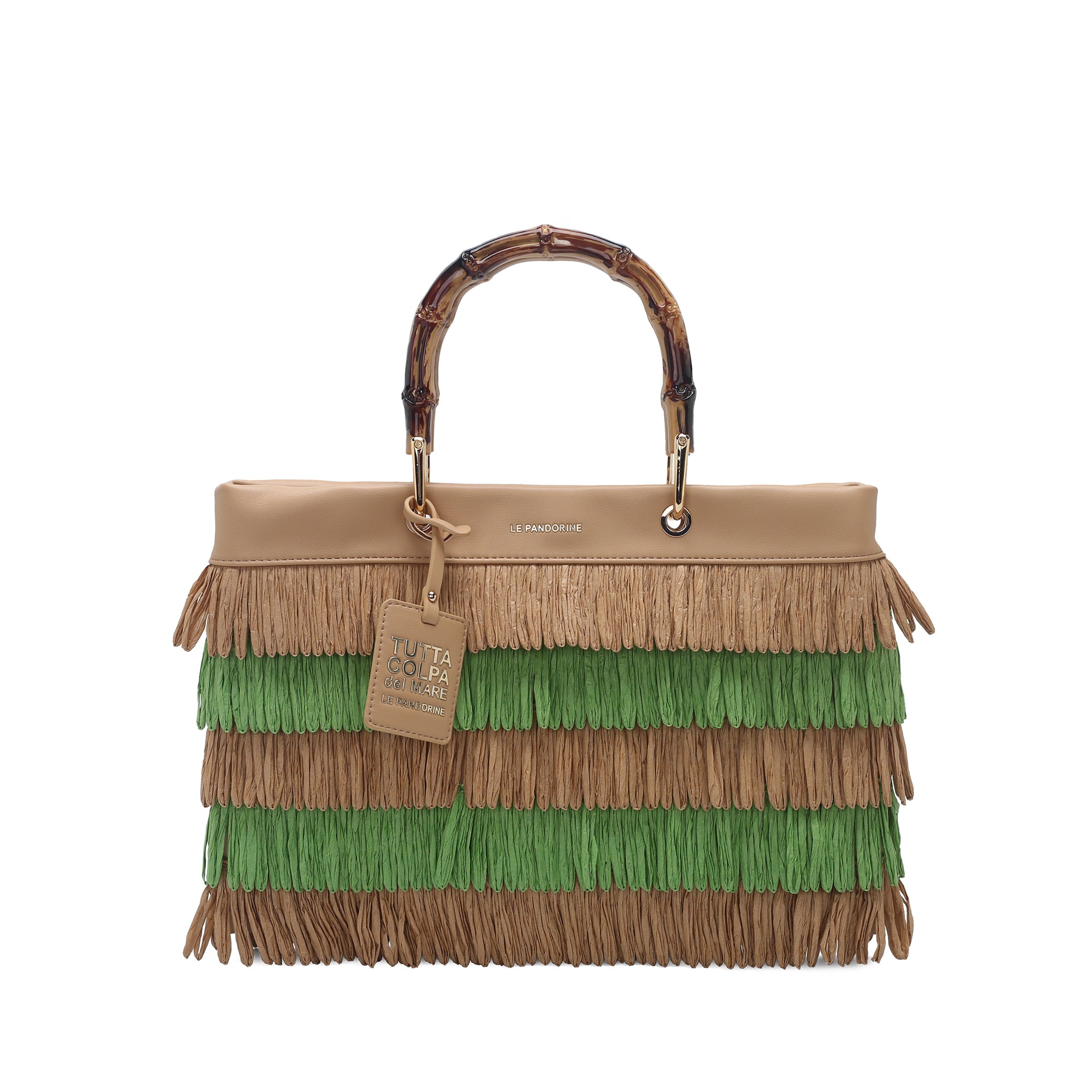 Marcy bag with multicolor fringes yellow color - Shopping Bags | Le Pandorine
