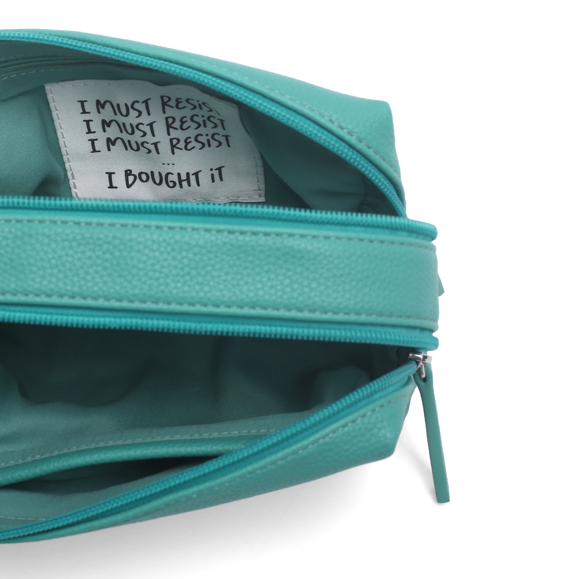 Beauty case Pillole con scritta colore ottanio - Pochette | Le Pandorine