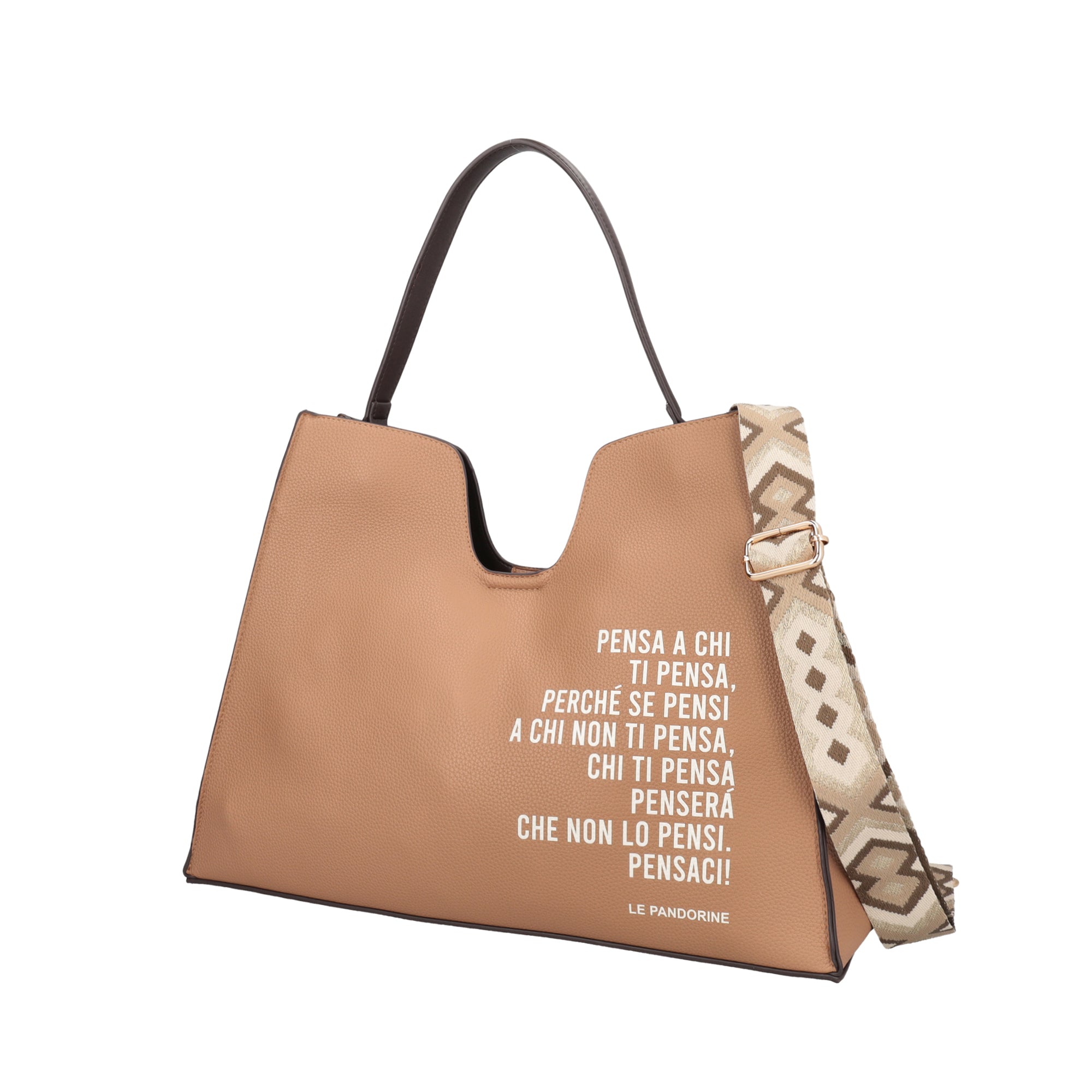 Fede shopping bag with removable sand-colored clutch bag - Shopping Bags | Le Pandorine