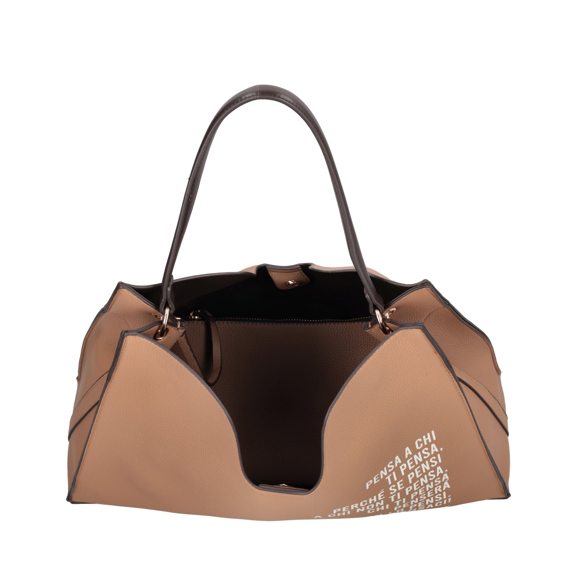 Fede shopping bag with removable sand-colored clutch bag - Shopping Bags | Le Pandorine