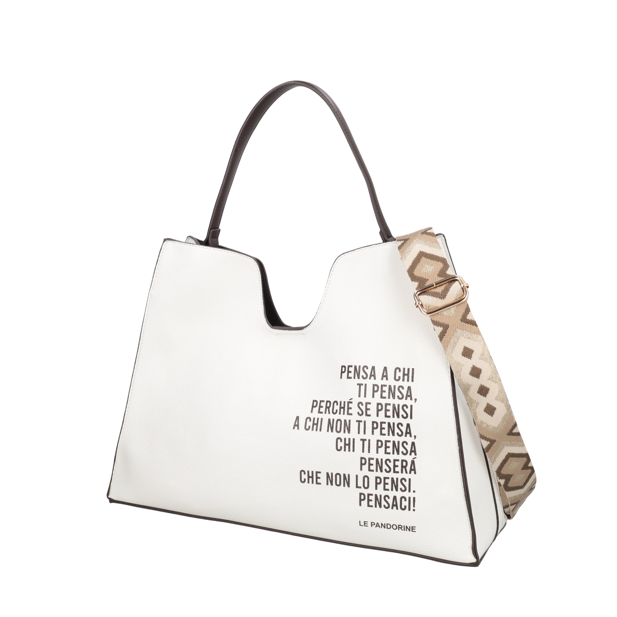 Fede shopping bag with removable cream clutch bag - Shopping Bags | Le Pandorine