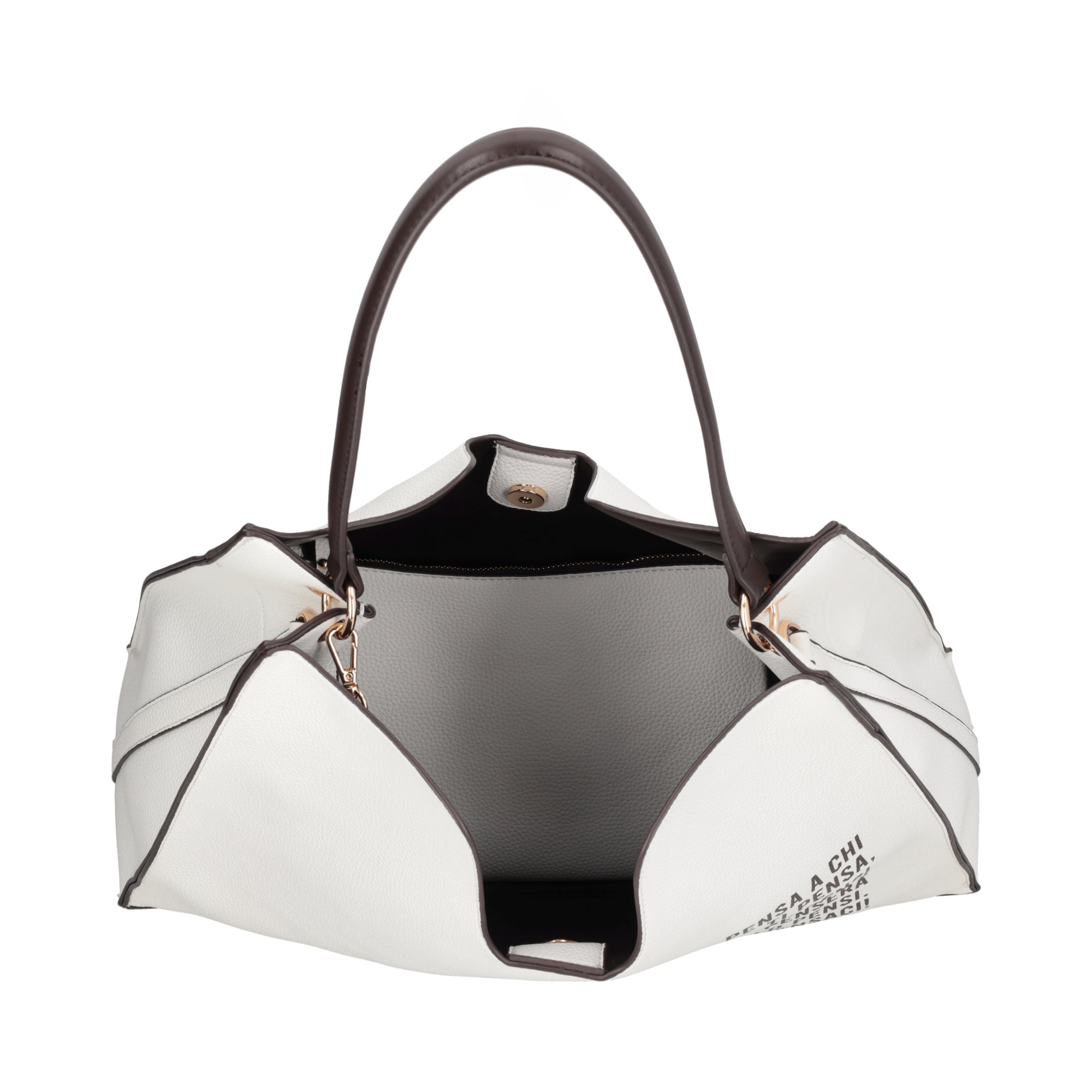 Fede shopping bag with removable cream clutch bag - Shopping Bags | Le Pandorine