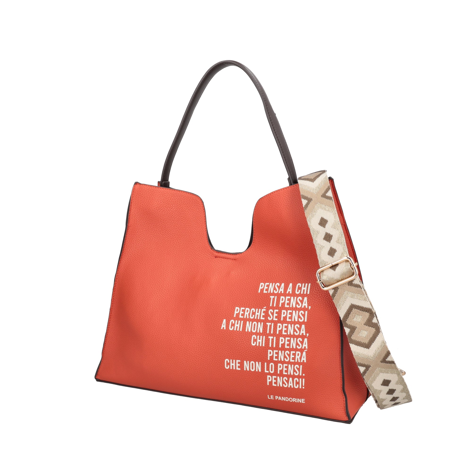 Fede shopping bag with removable orange clutch bag - Shopping Bags | Le Pandorine