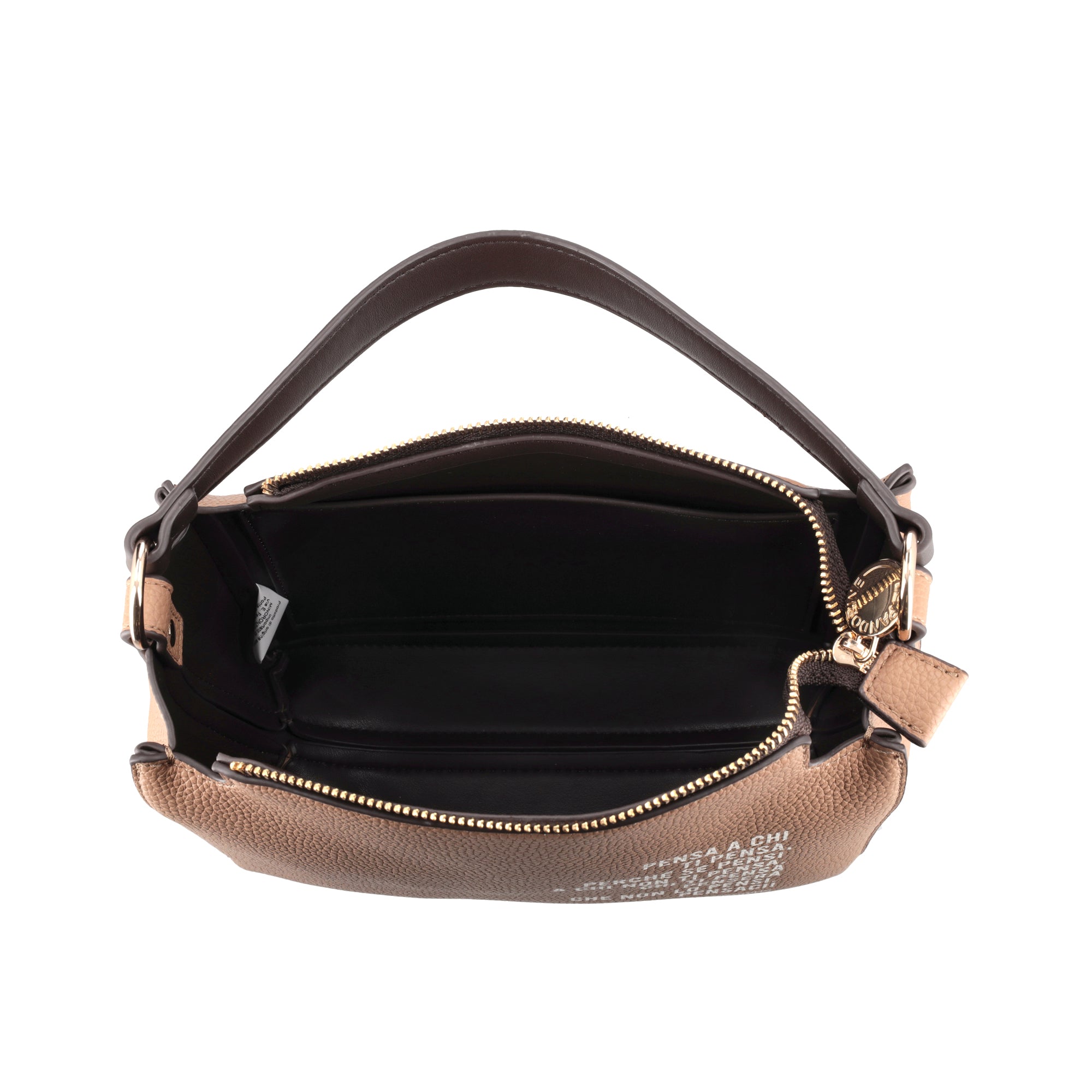 Fede clutch bag with handle and sand-colored lettering print - Women's Crossbody Bag | Le Pandorine