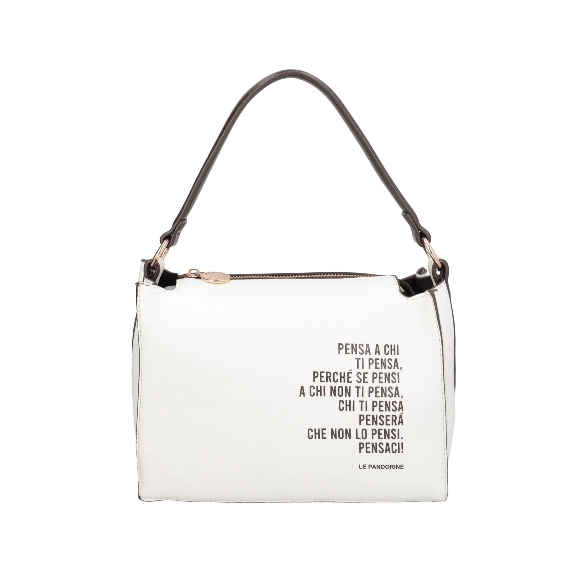 Fede clutch bag with handle and cream-colored lettering print - Women's Crossbody Bag | Le Pandorine