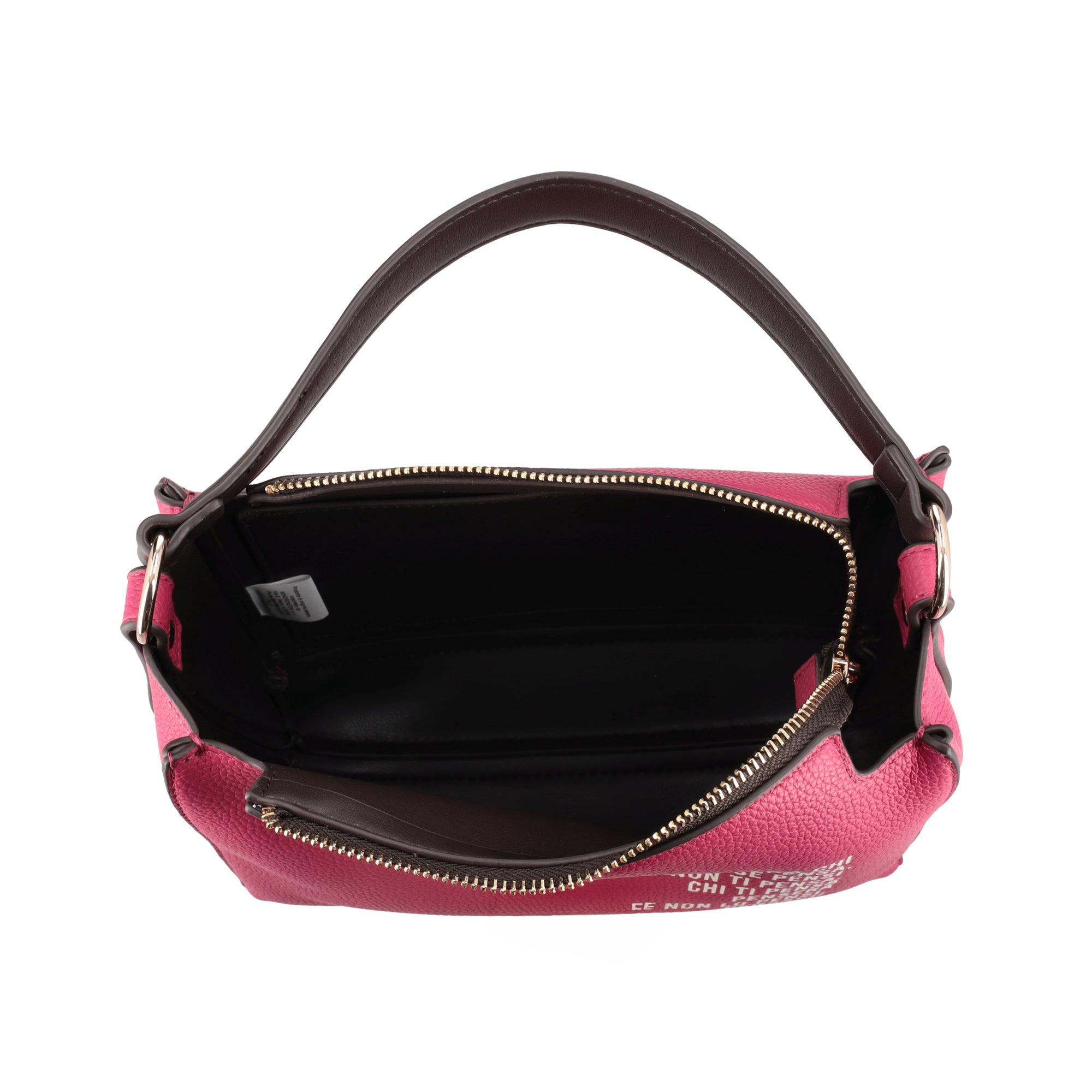 Fede clutch bag with handle and fuchsia lettering print - Women's Crossbody Bag | Le Pandorine