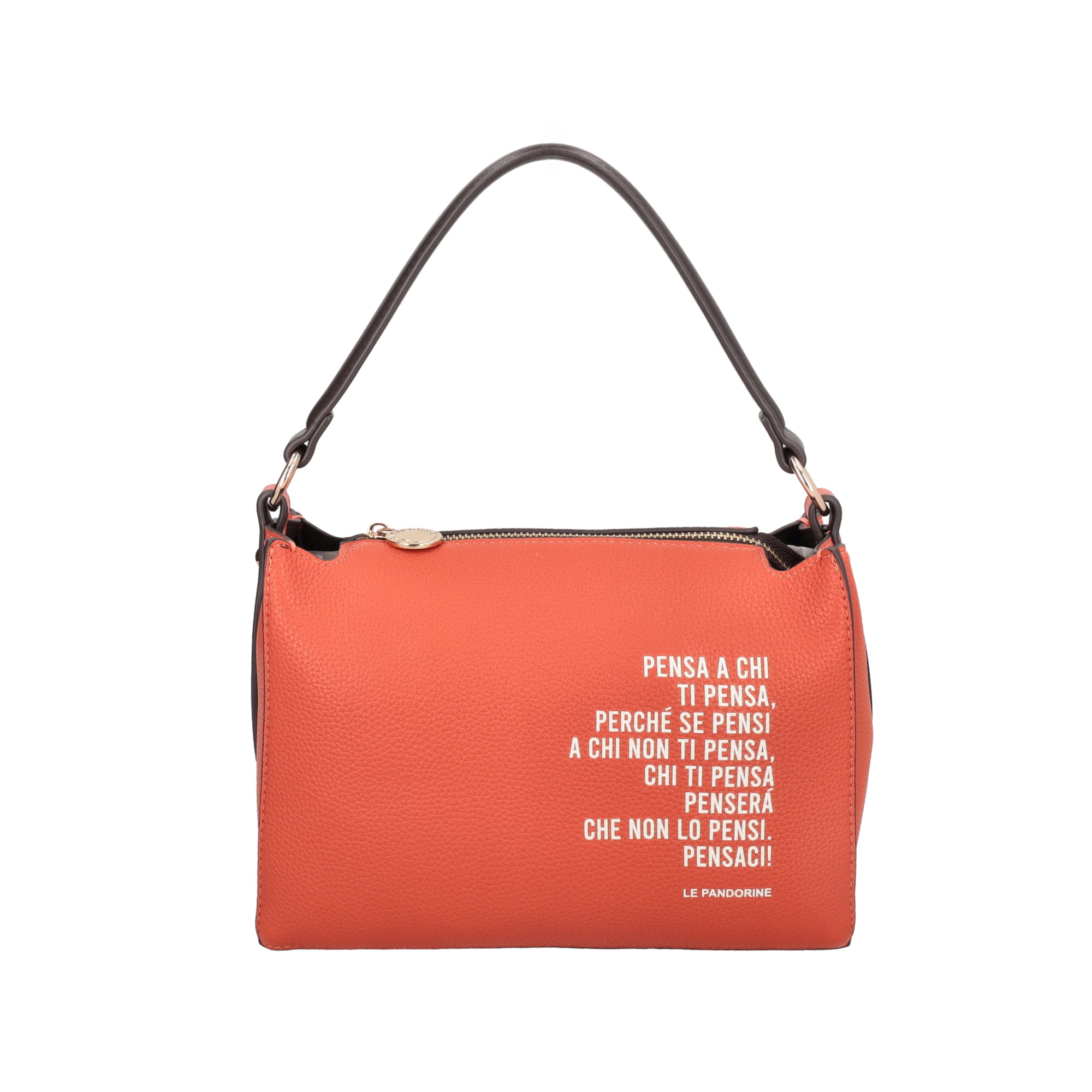 Fede clutch bag with handle and orange lettering print - Women's Crossbody Bag | Le Pandorine