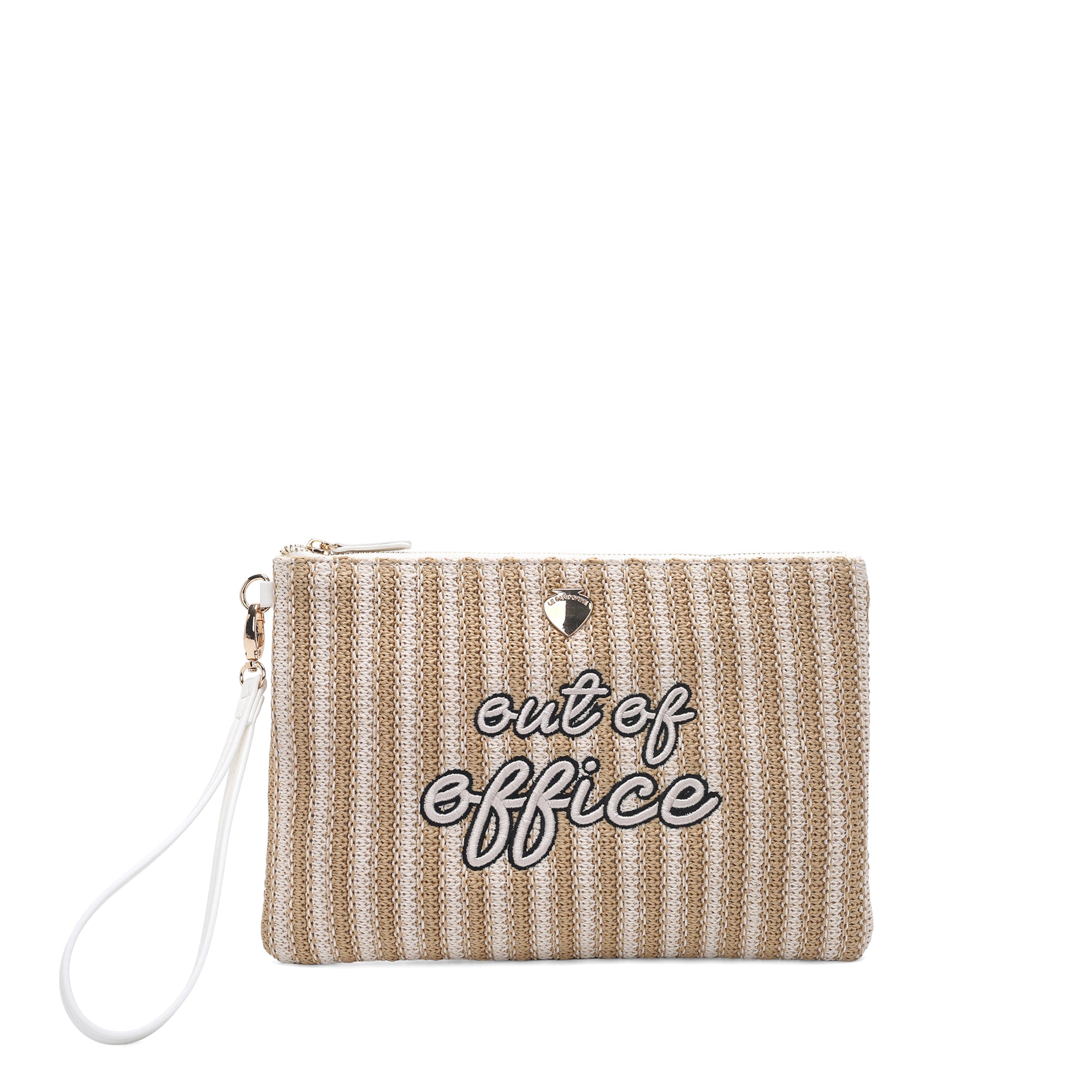 Olivia white raffia clutch bag - WHITE | Le Pandorine