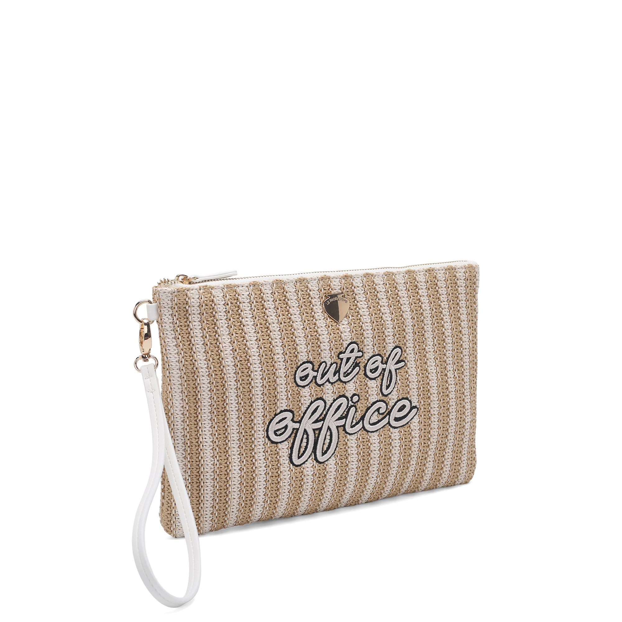 Olivia white raffia clutch bag - WHITE | Le Pandorine