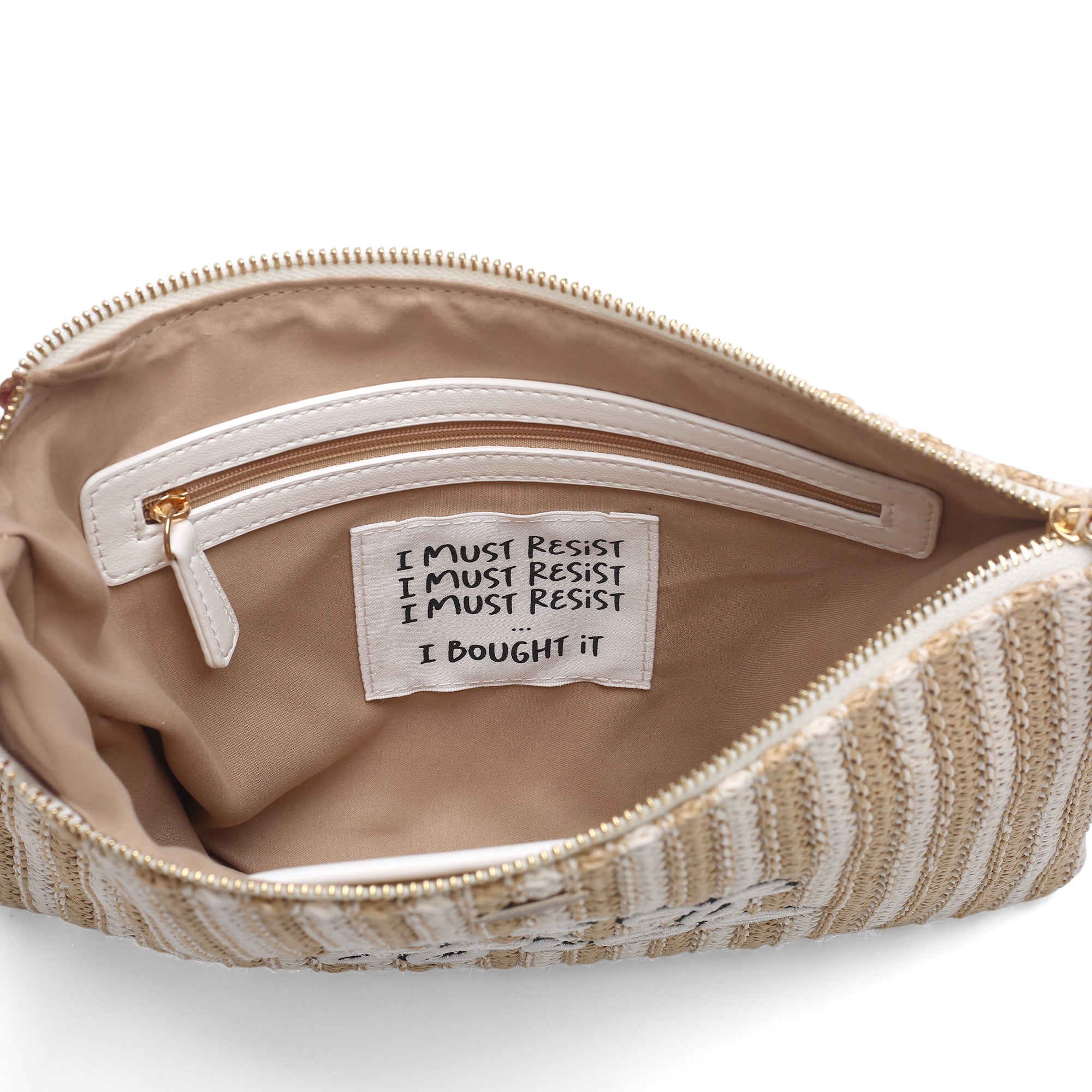 Olivia white raffia clutch bag - WHITE | Le Pandorine