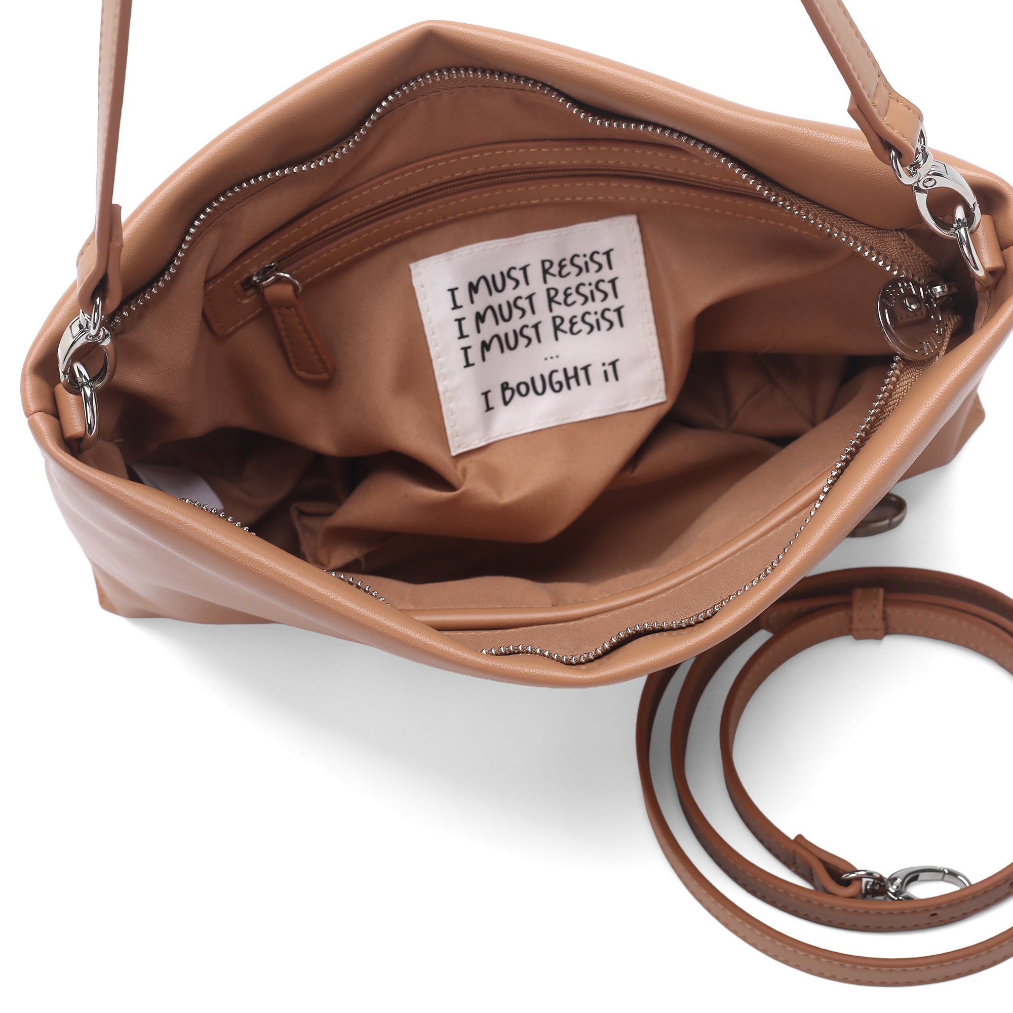 Pochette Veronica con manico e scritta ricamata colore naturale - Pochette | Le Pandorine