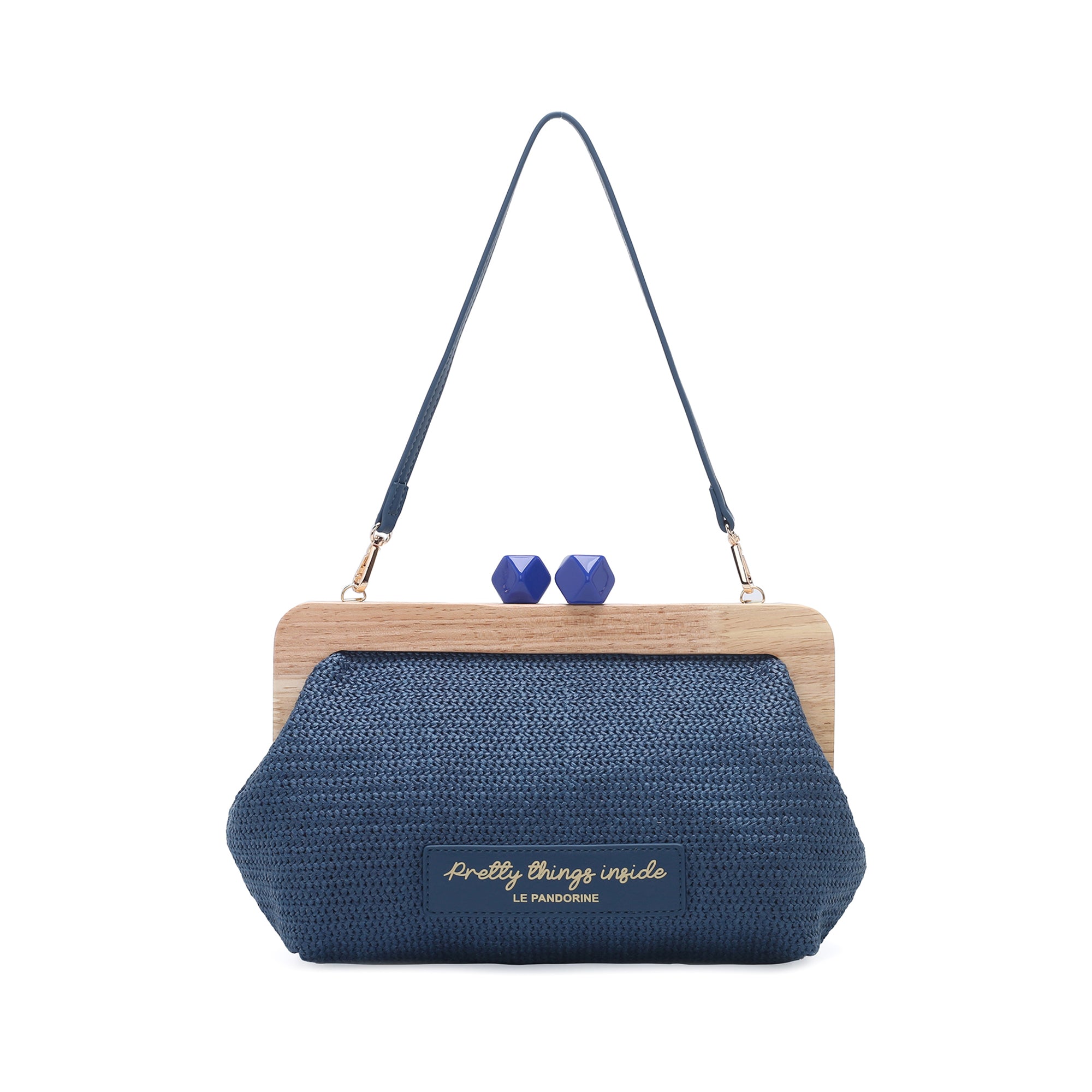 Pochette Francy con chiusura in legno colore blu - Borse Donna | Le Pandorine