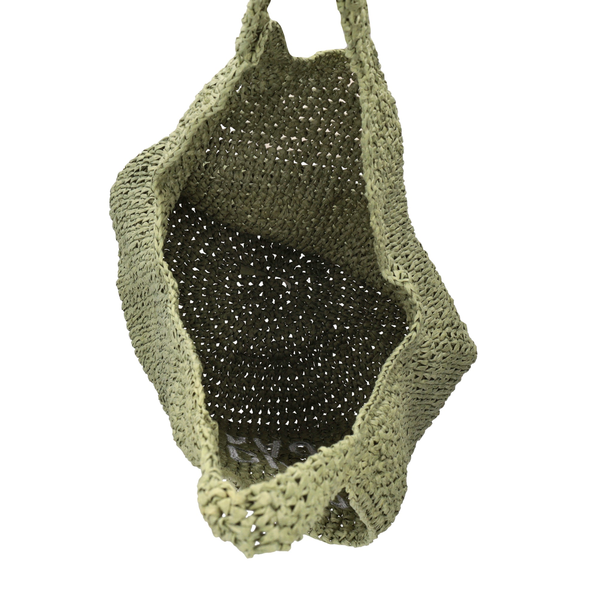 Borsa a spalla Luce in rafia intrecciata colore verde militare - VERDE | Le Pandorine
