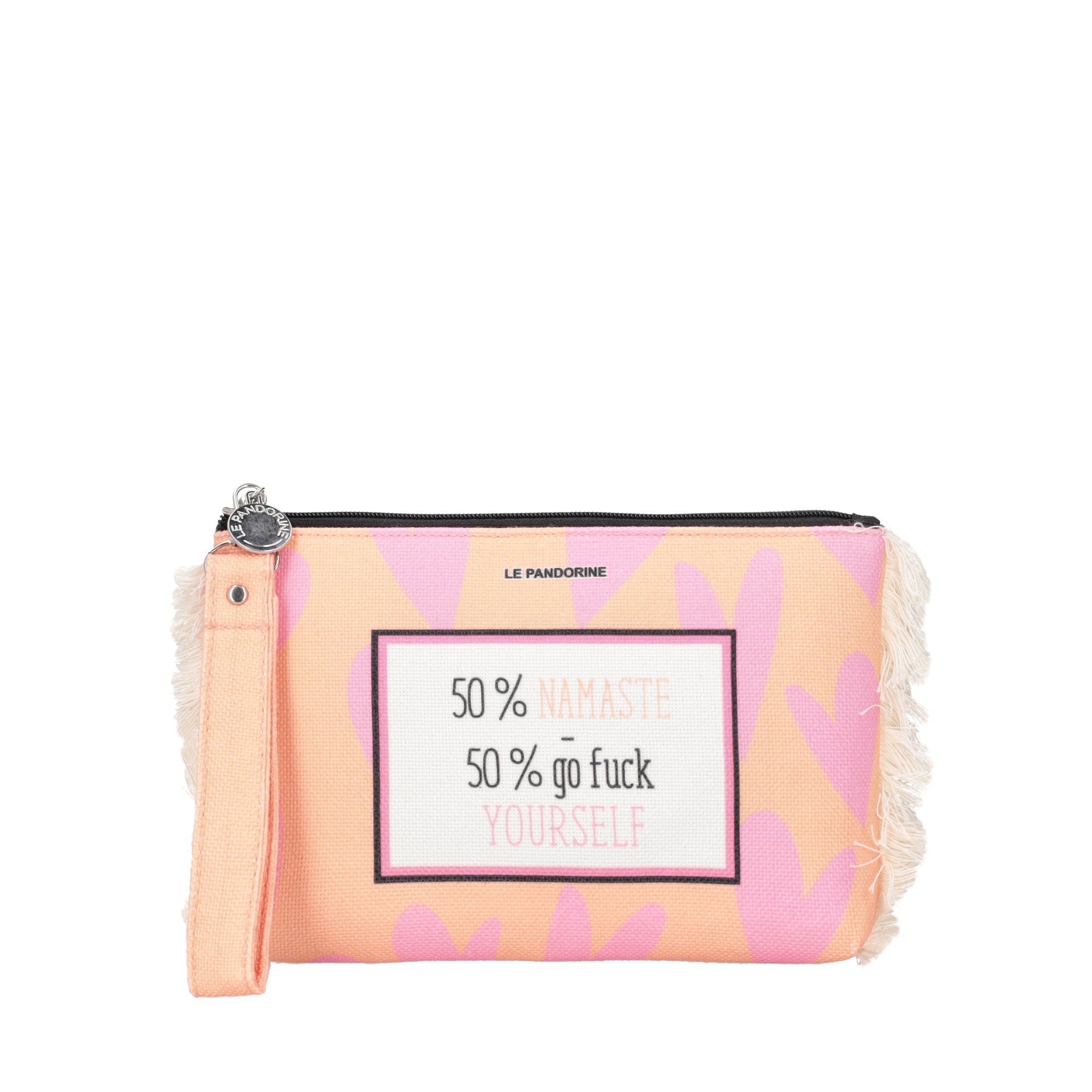 Pochette Marina in tessuto con polsiera colore pesca - ARANCIONE | Le Pandorine