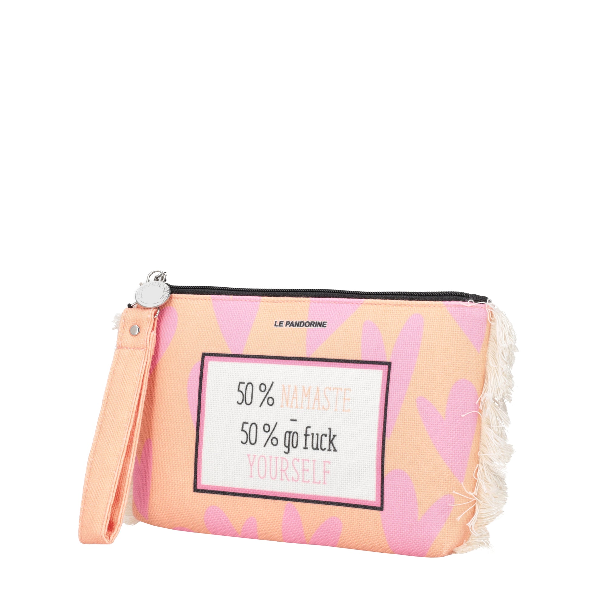 Pochette Marina in tessuto con polsiera colore pesca - ARANCIONE | Le Pandorine