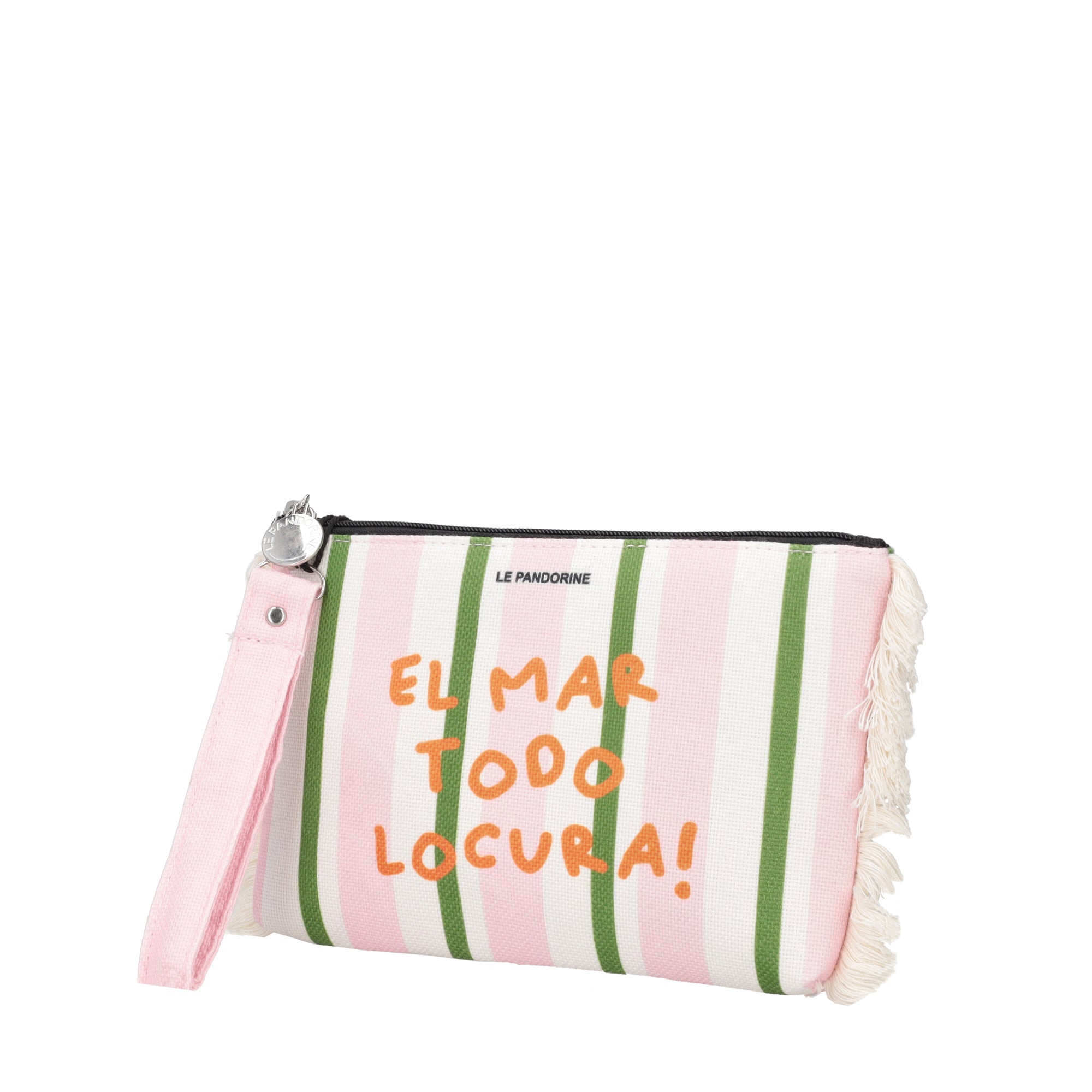 Pochette Marina in tessuto con polsiera colore rosa - ROSA | Le Pandorine