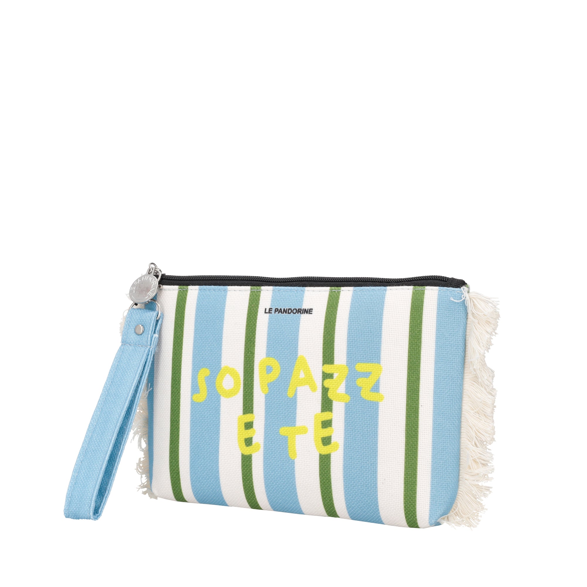 Pochette Marina in tessuto con polsiera colore azzurro - AZZURRO | Le Pandorine