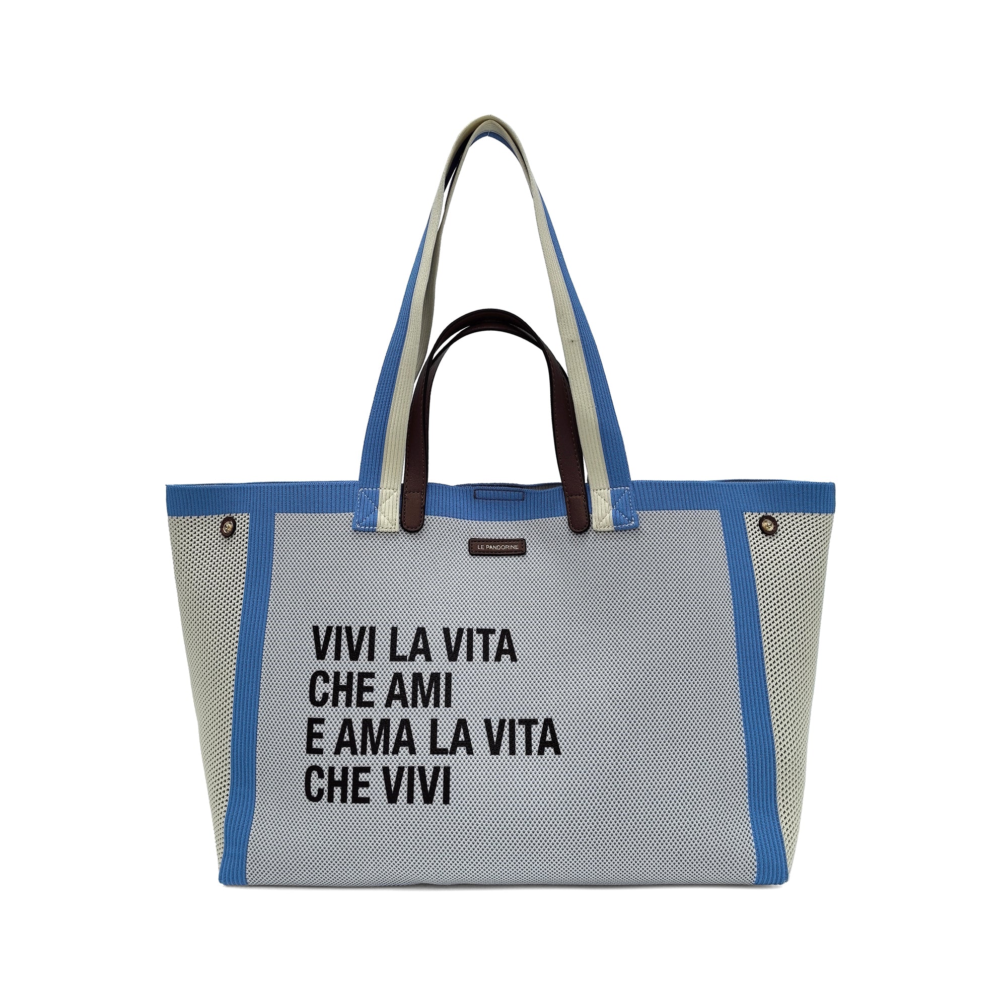Charlie shopping bag with double handle light blue color - Shopping Bags | Le Pandorine