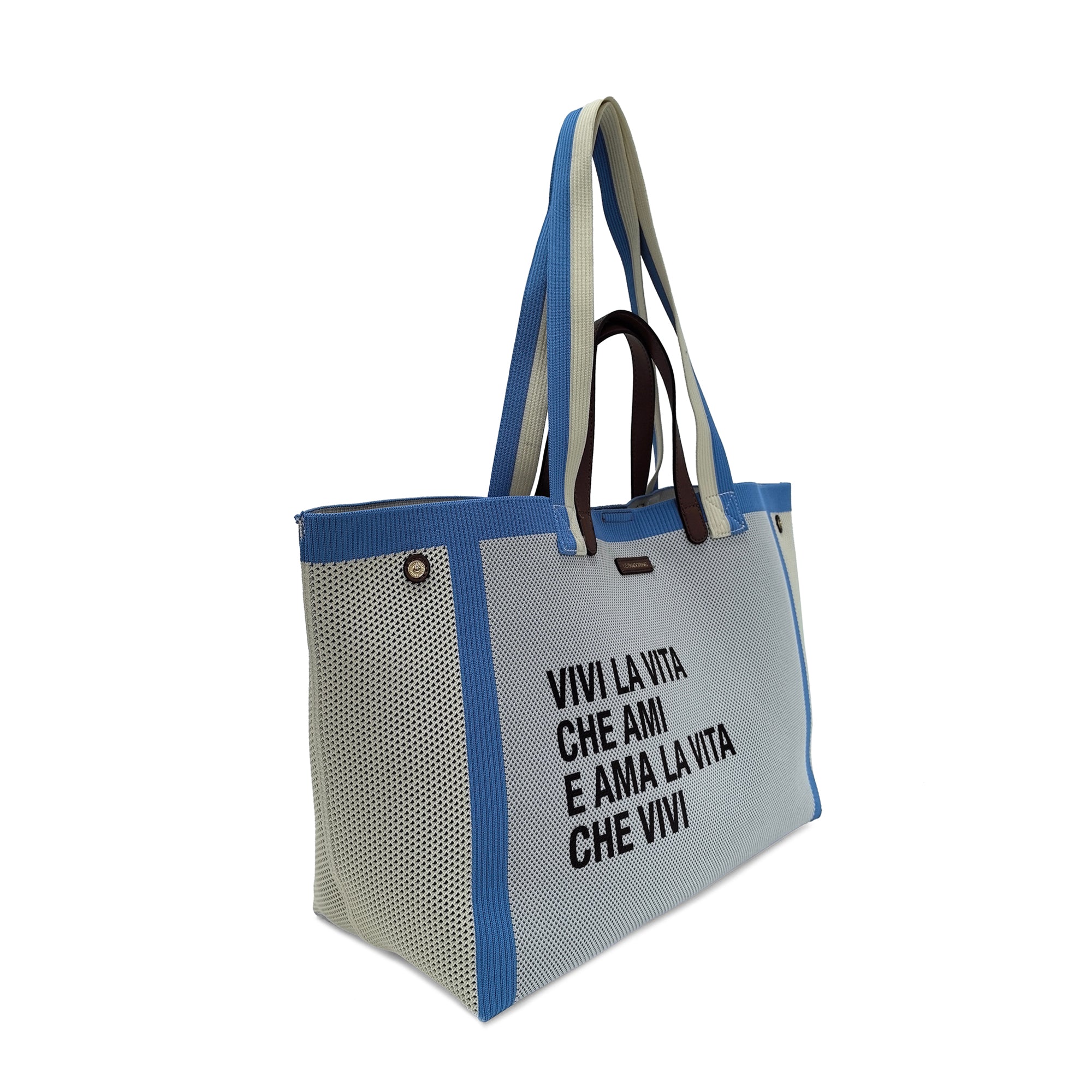 Charlie shopping bag with double handle light blue color - Shopping Bags | Le Pandorine